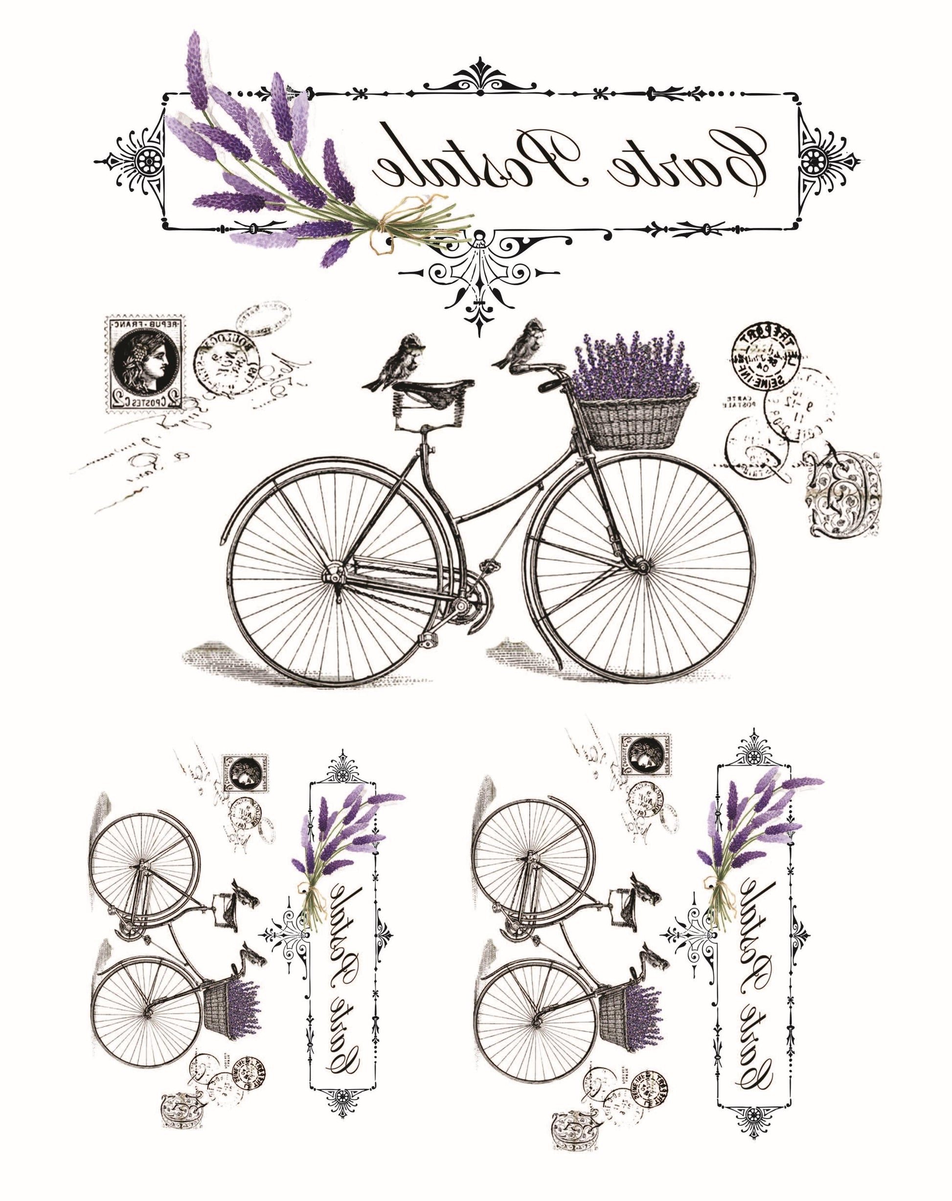 Easy Furniture Transfer - Decor Transfer - Furniture Upcycling - Floral Transfer - Carte Postale Purple
