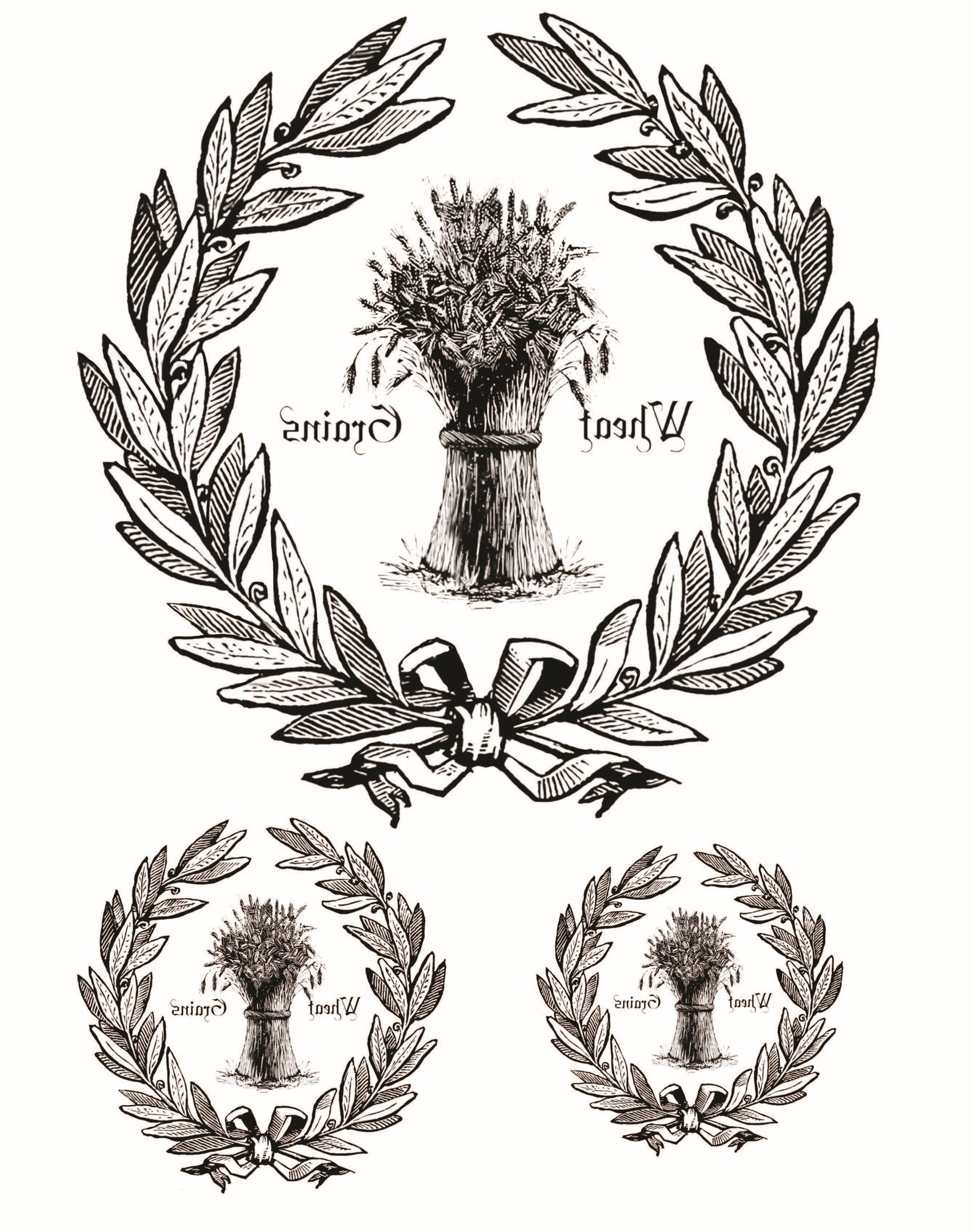 Easy Furniture Transfer - Decor Transfer - Furniture Upcycling - Floral Transfer - Wheat Black & White