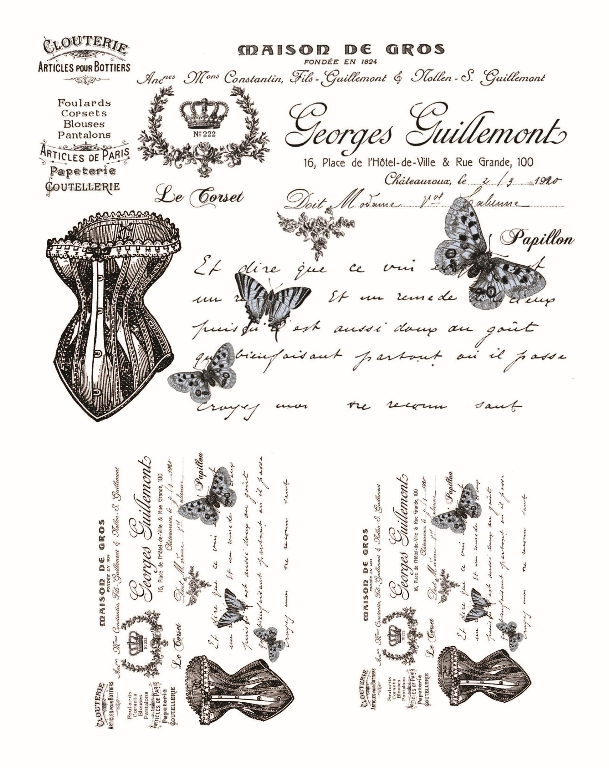 Easy Furniture Transfer - Decor Transfer - Furniture Upcycling - Floral Transfer - Vintage Letter - French