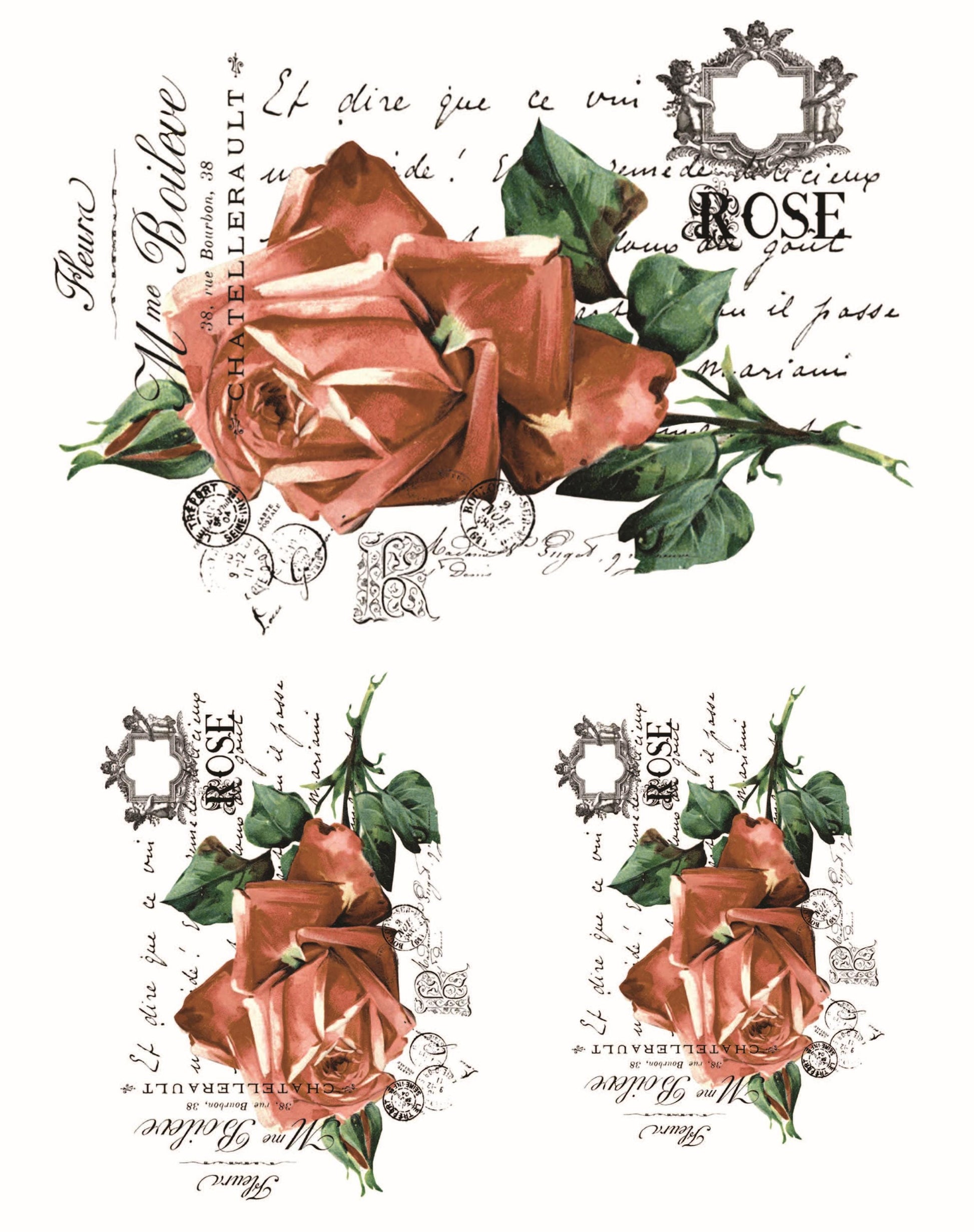 Easy Furniture Transfer - Decor Transfer - Furniture Upcycling - Red Rose - Letter