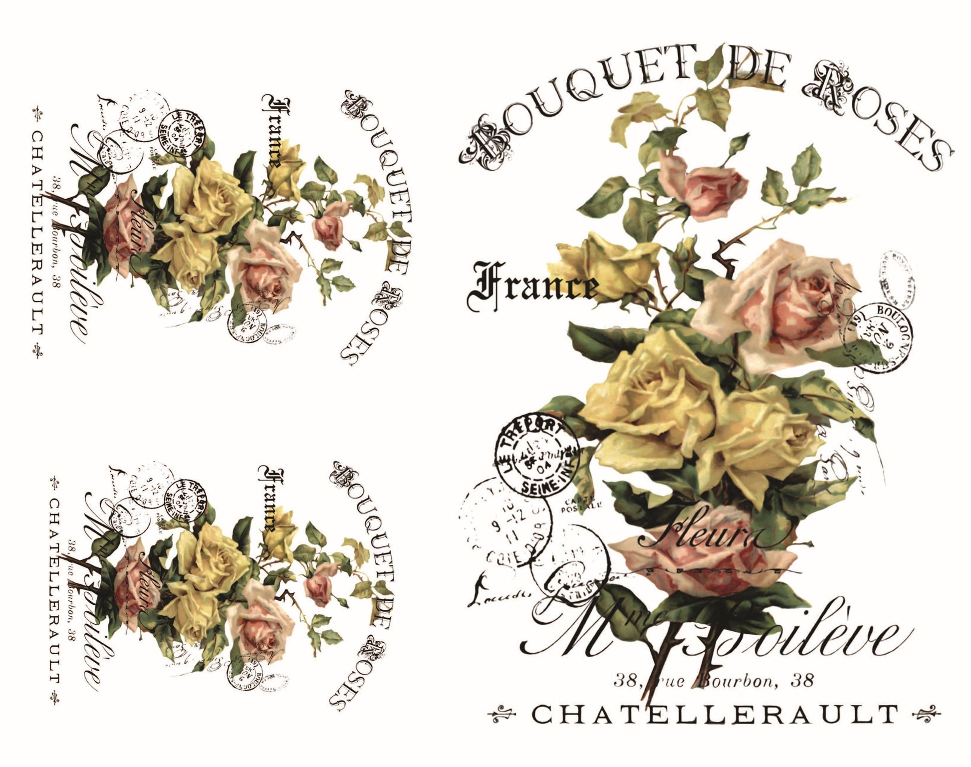Bouquet de Roses - Easy Furniture Transfer - Decor Transfer - Furniture Upcycling