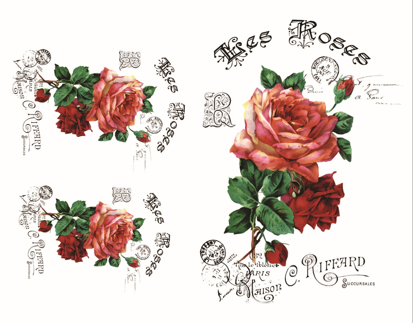 Bouquet de Roses - Easy Furniture Transfer - Decor Transfer - Furniture Upcycling - Floral