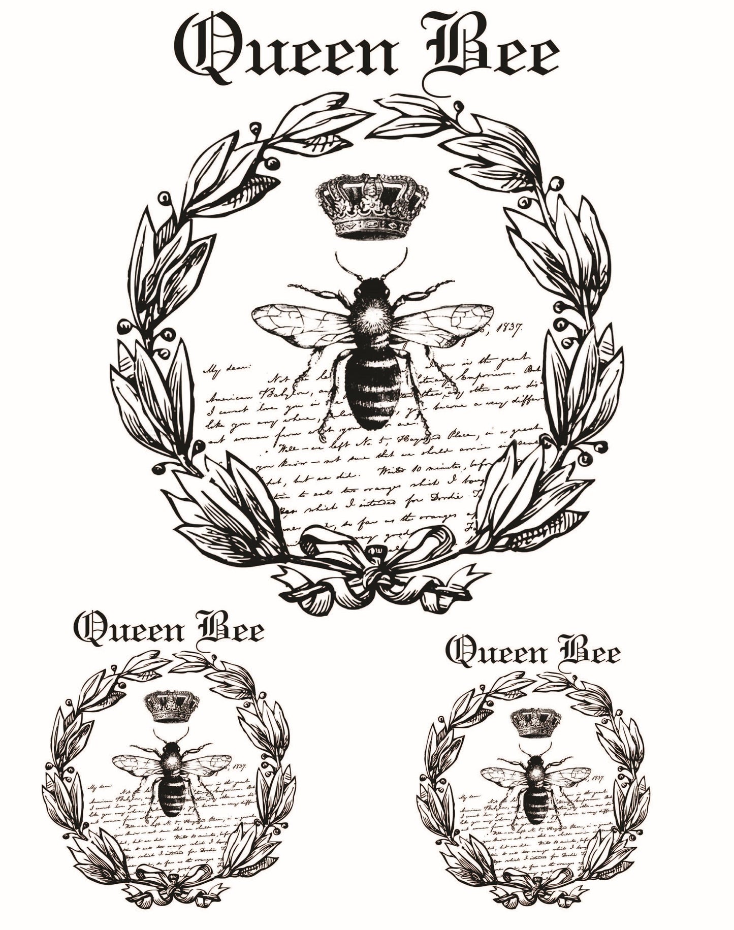 Easy Furniture Transfer - Decor Transfer - Furniture Upcycling - Floral Transfer - Queen Bee