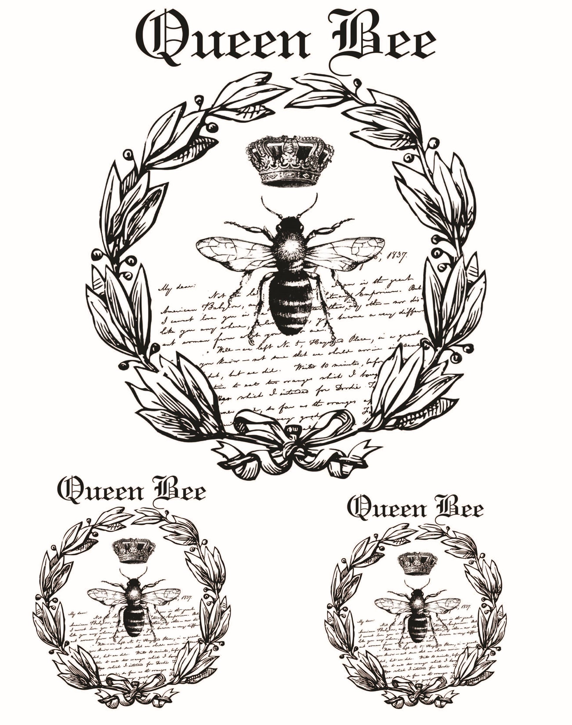 Easy Furniture Transfer - Decor Transfer - Furniture Upcycling - Floral Transfer - Queen Bee