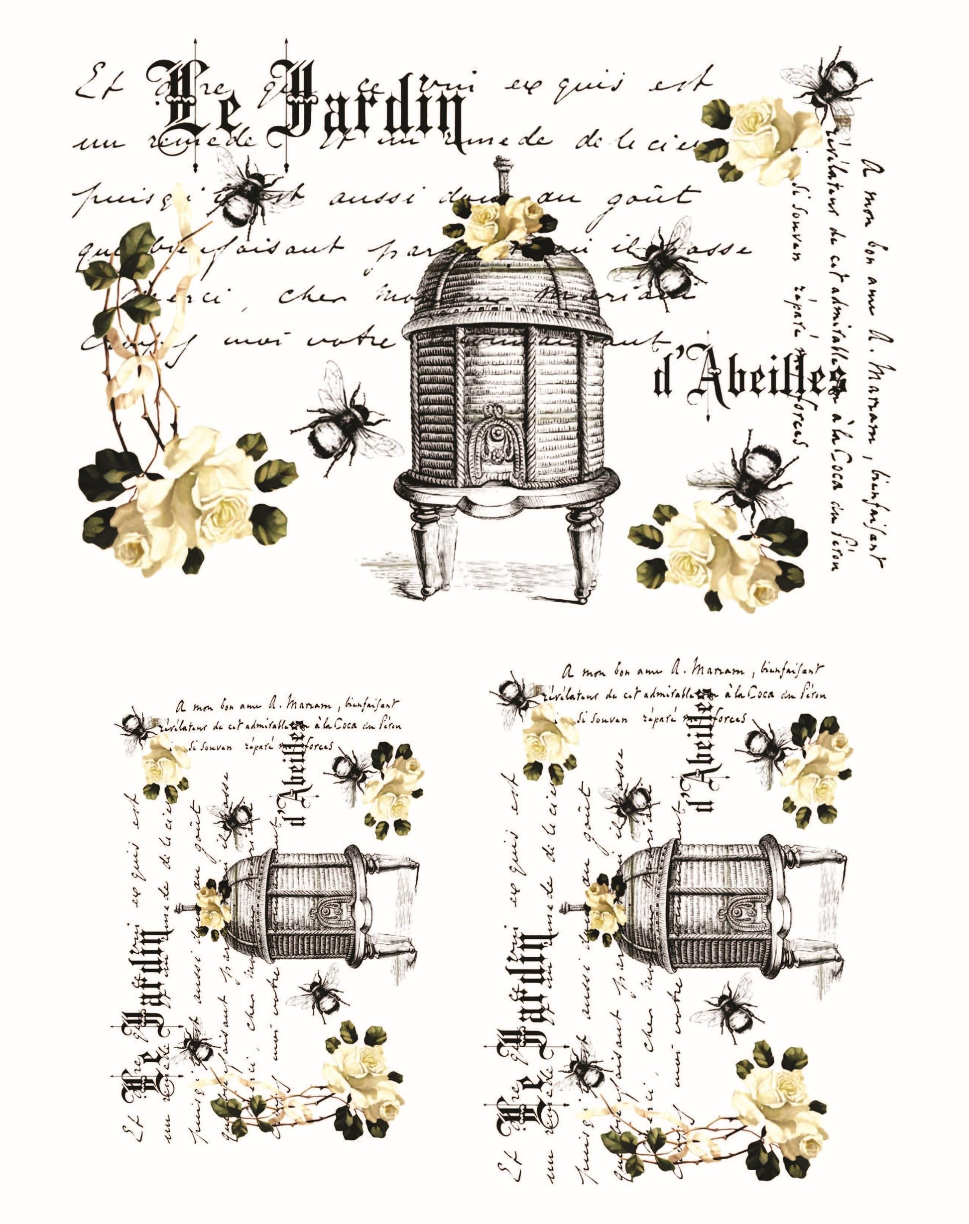 Easy Furniture Transfer - Decor Transfer - Furniture Upcycling - Floral Transfer - Vintage - Le Jardin
