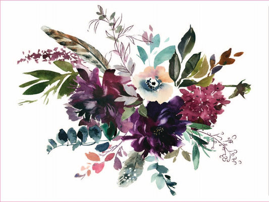 Watercolor Flowers - Furniture Transfer - Easy Decor Transfer - Furniture Upcycling - Green - Red