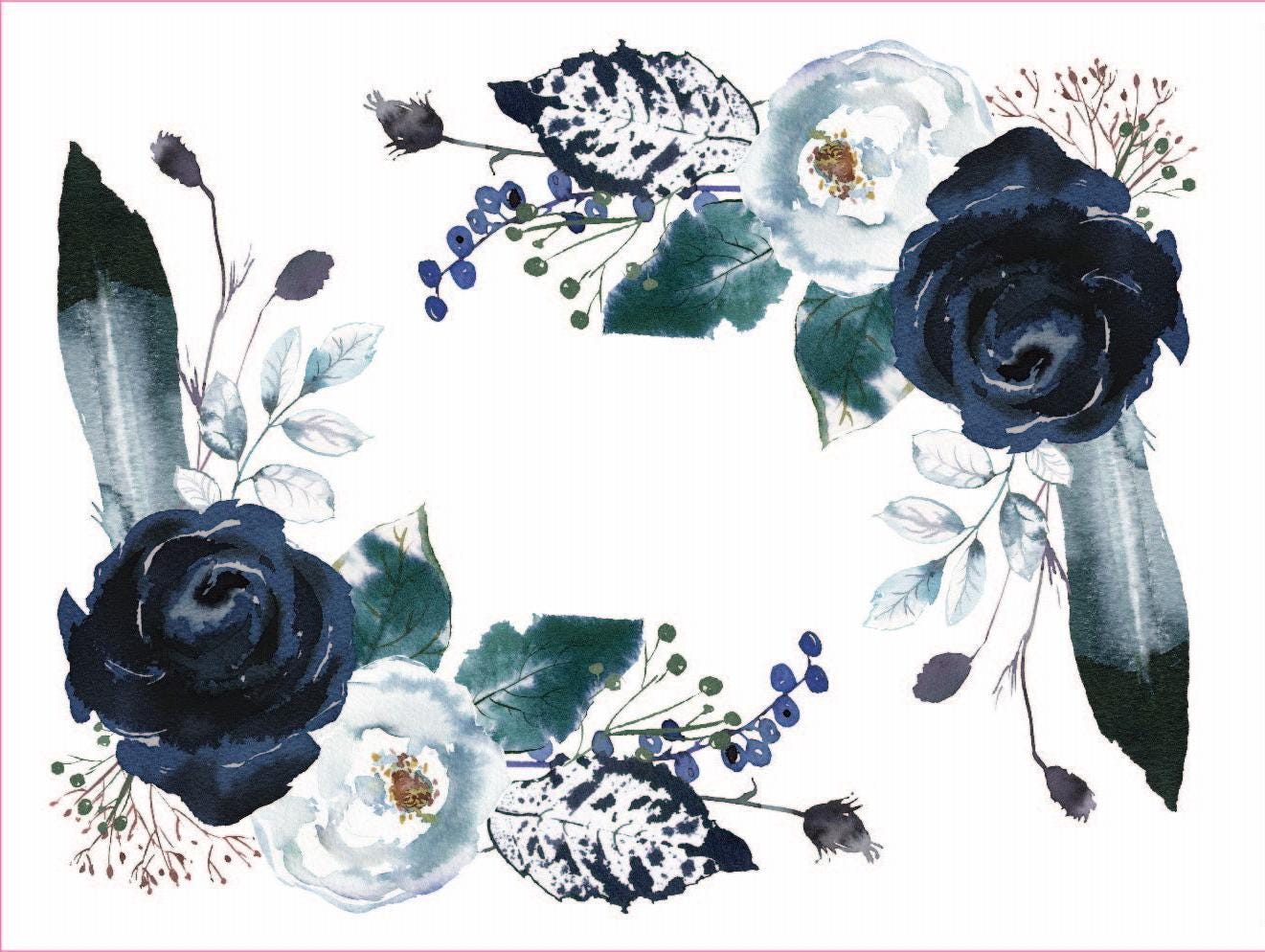 Floral - Furniture Transfer - Easy Decor Transfer - Furniture Upcycling - Blue - White