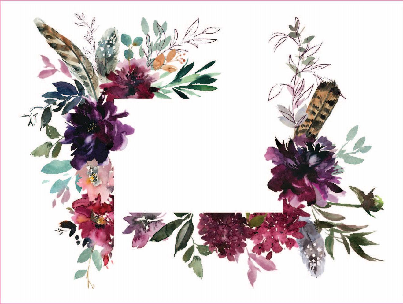 Floral Frame - Furniture Transfer - Easy Decor Transfer - Furniture Upcycling - Purple - Red - Green