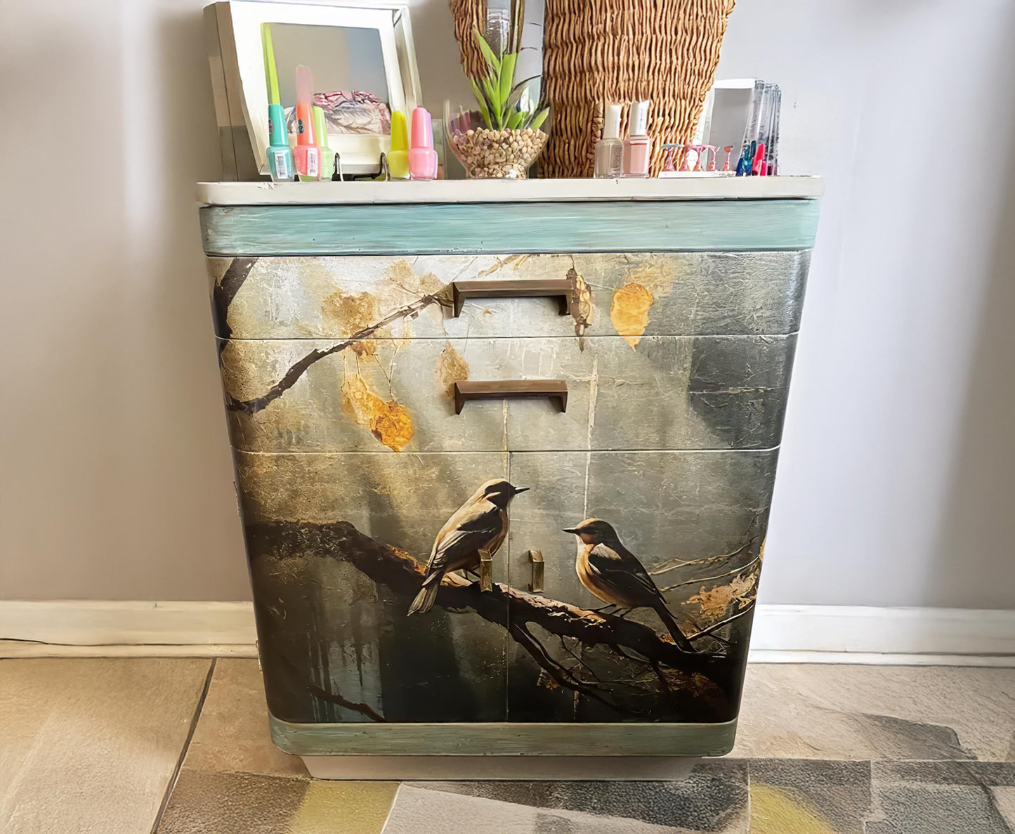 Large Decoupage Paper for Furniture - Rice Paper - Autumn - Decoupage Paper - Bird Decoupage - Dark Colors