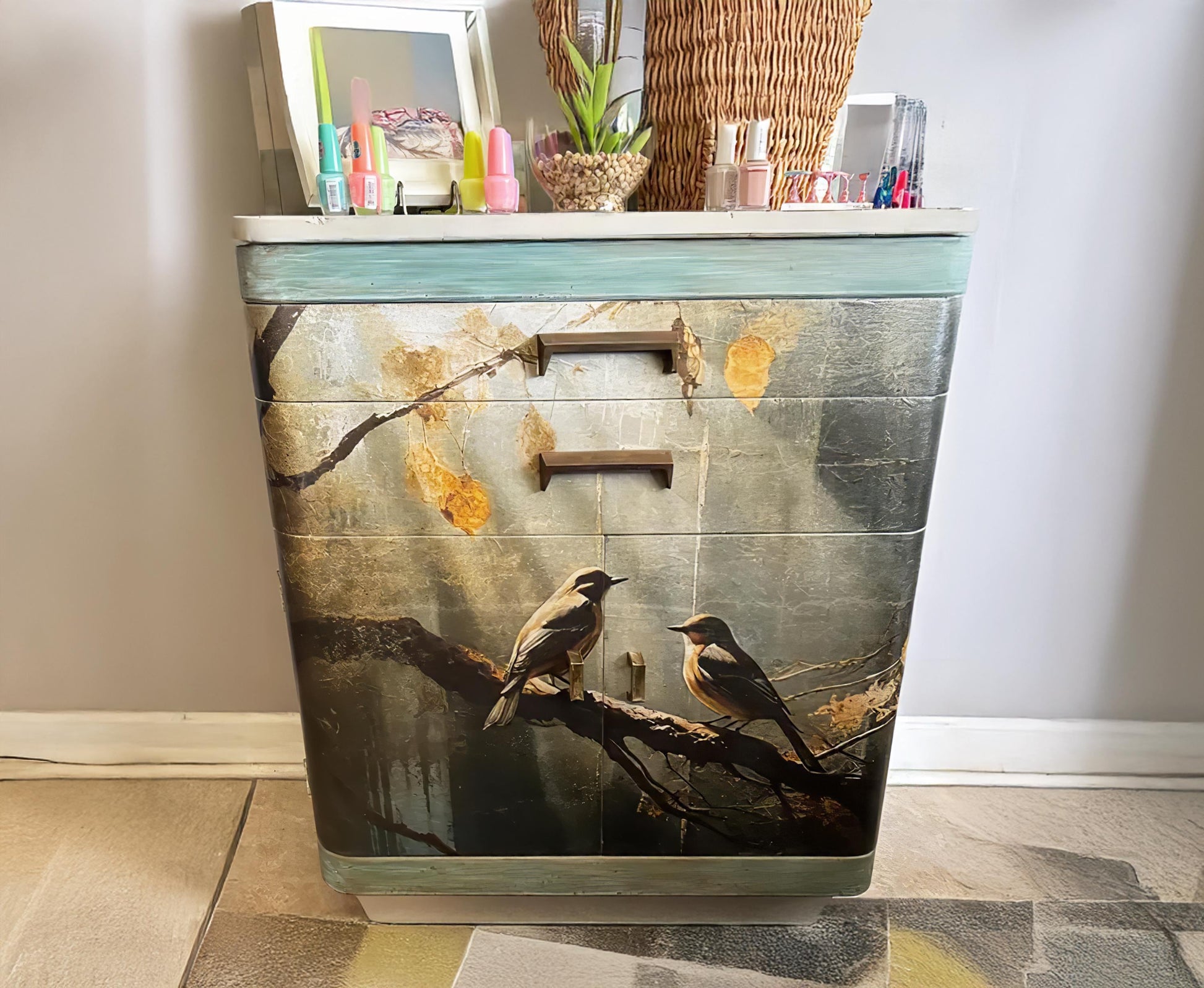Large Decoupage Paper for Furniture - Rice Paper - Autumn - Decoupage Paper - Bird Decoupage - Dark Colors