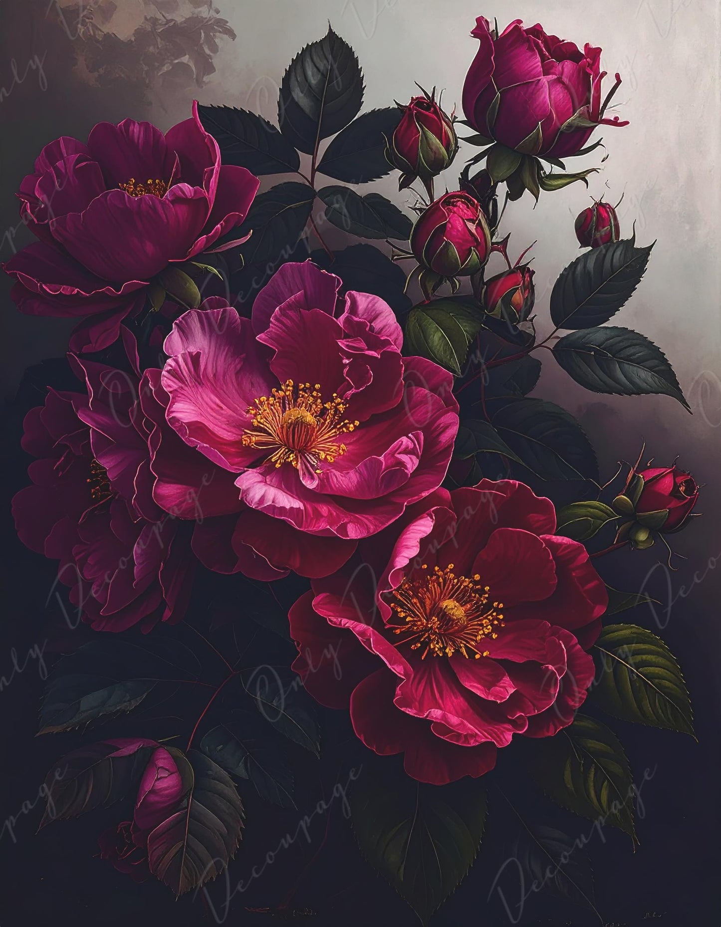 NEW! Chiaroscuro - Large Decoupage Paper for Furniture - 7 Size Options