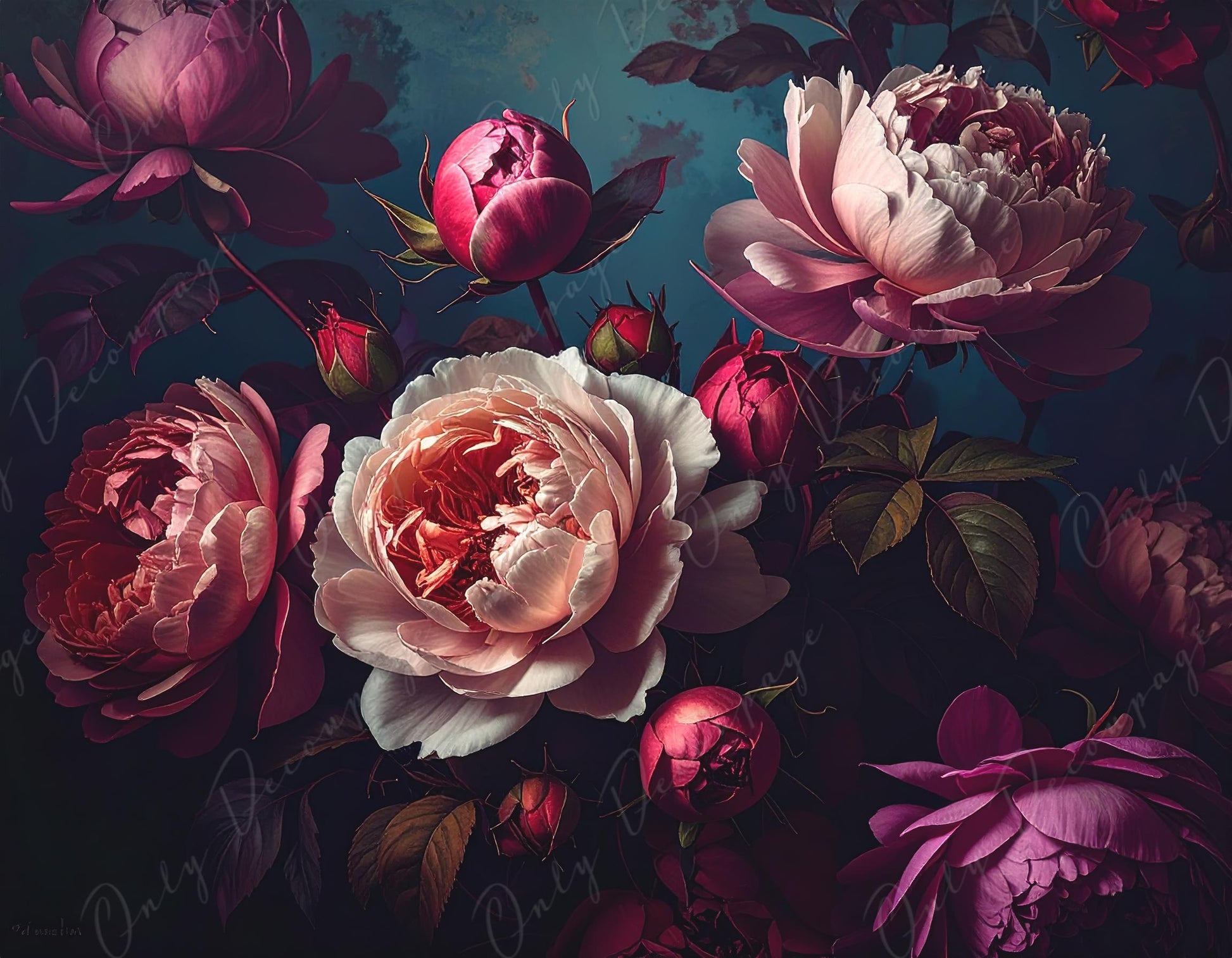 Large Decoupage Paper for Furniture - 7 Size Options - Chiaroscuro - Roses