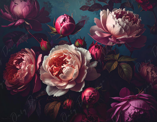 Large Decoupage Paper for Furniture - 7 Size Options - Chiaroscuro - Roses