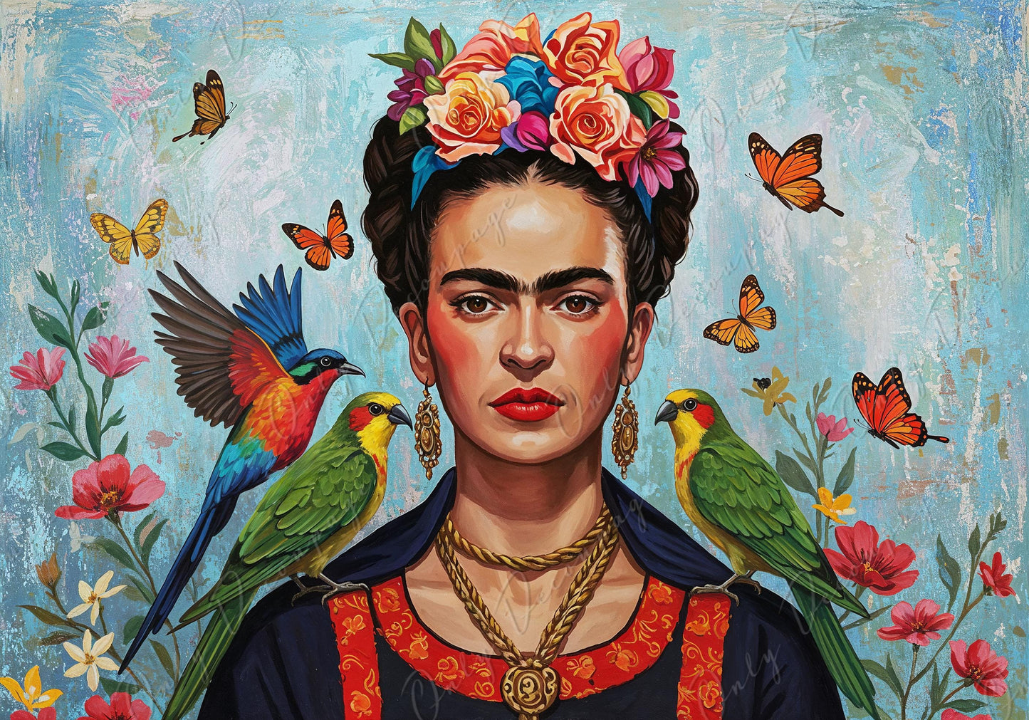 Frida Series - Large Decoupage Paper for Furniture - 7 Size Options - Rice Paper Decoupage