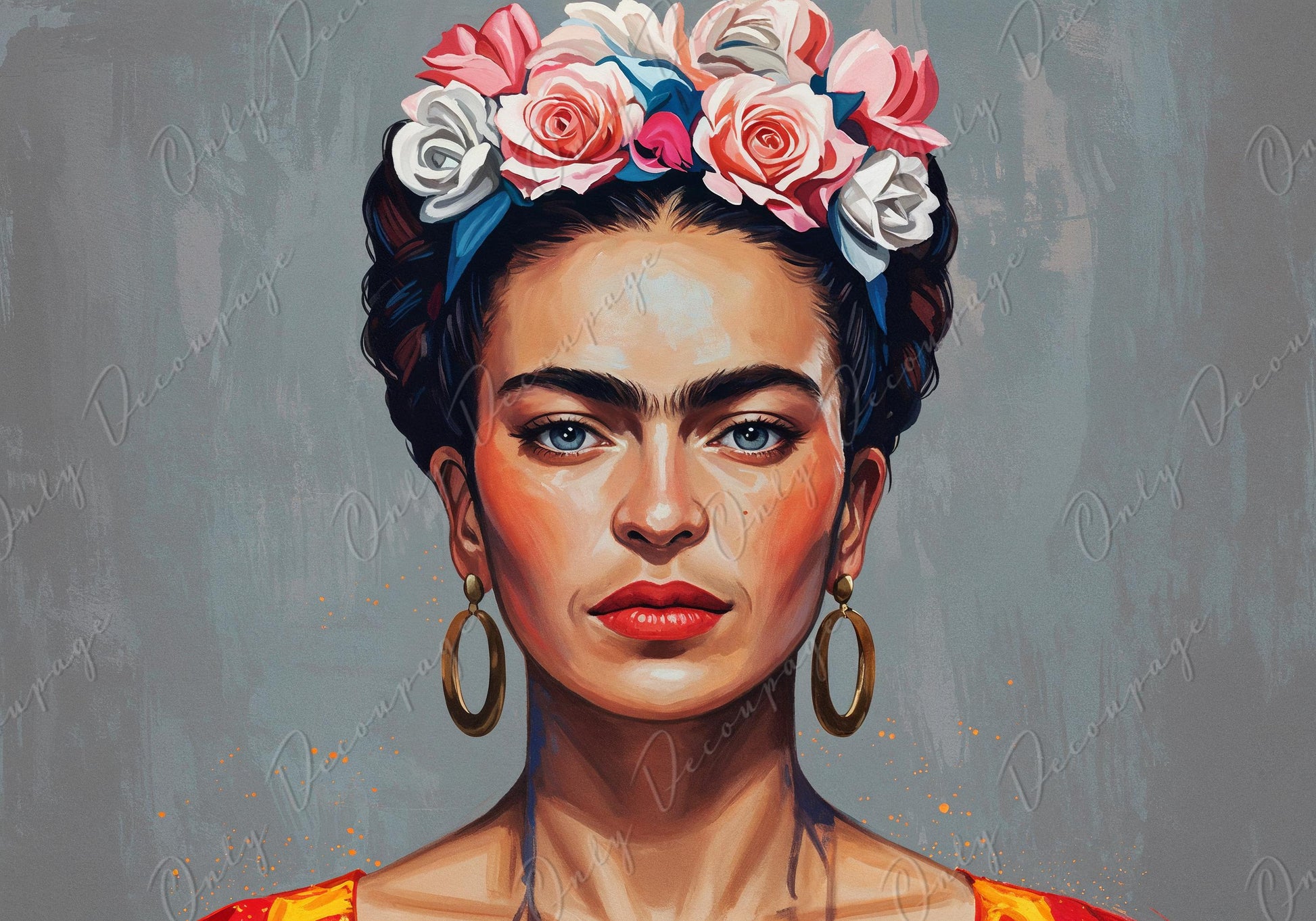Frida Series - Large Decoupage Paper for Furniture - 7 Size Options - Rice Paper Decoupage
