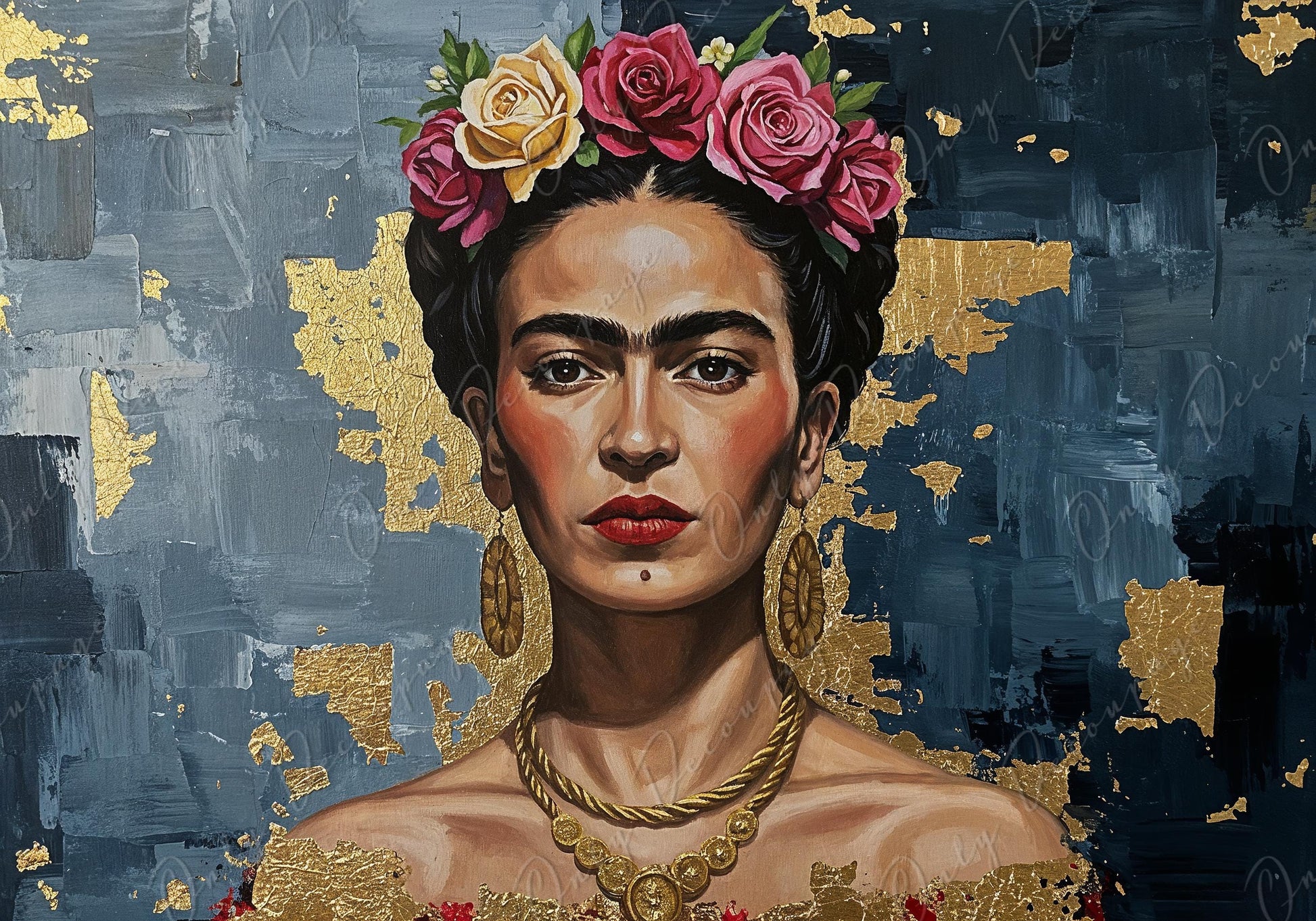 Frida Series - Large Decoupage Paper for Furniture - 7 Size Options - Gold