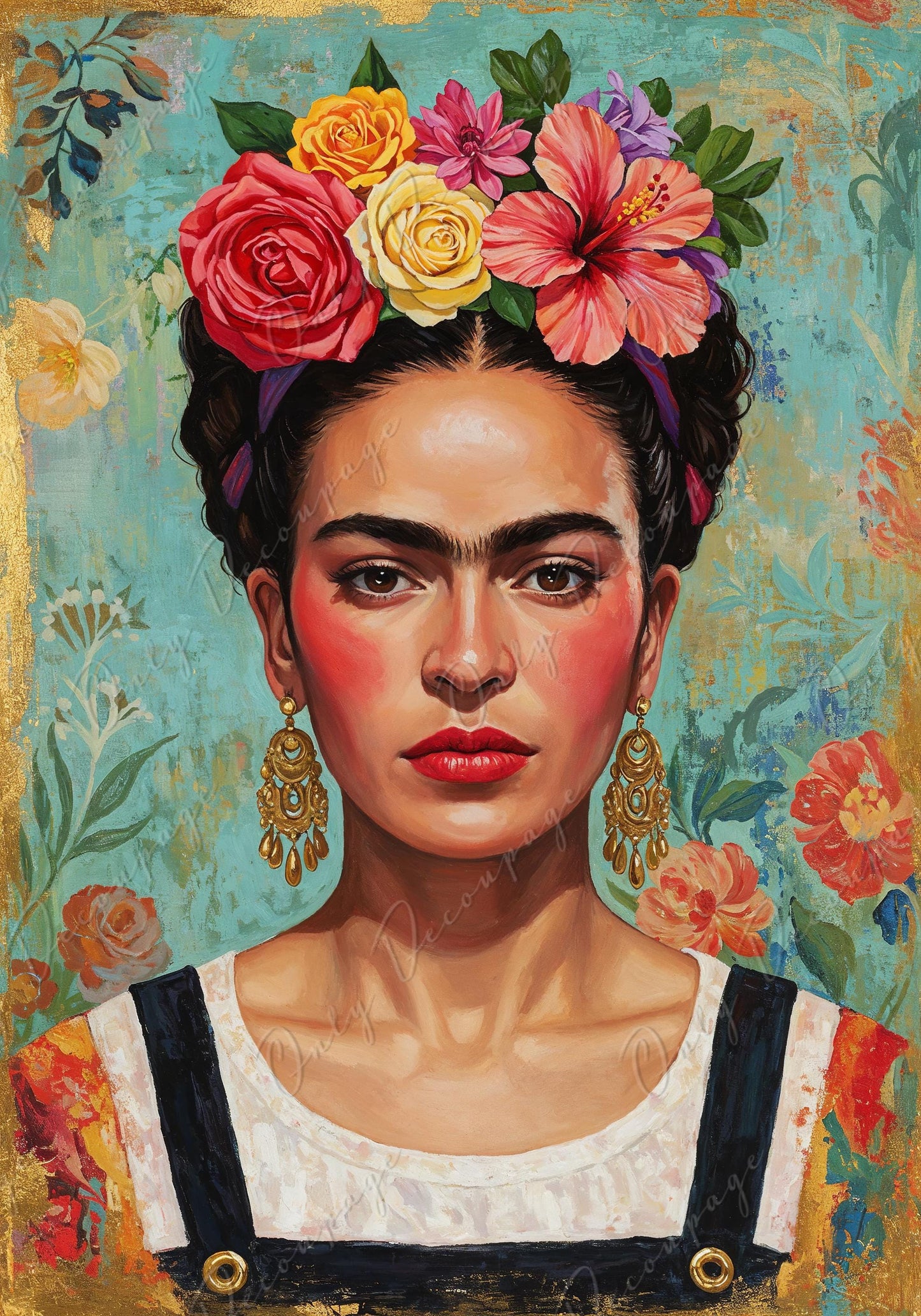 Large Decoupage Paper - Frida Series - 7 Size Options - Colorful Floral