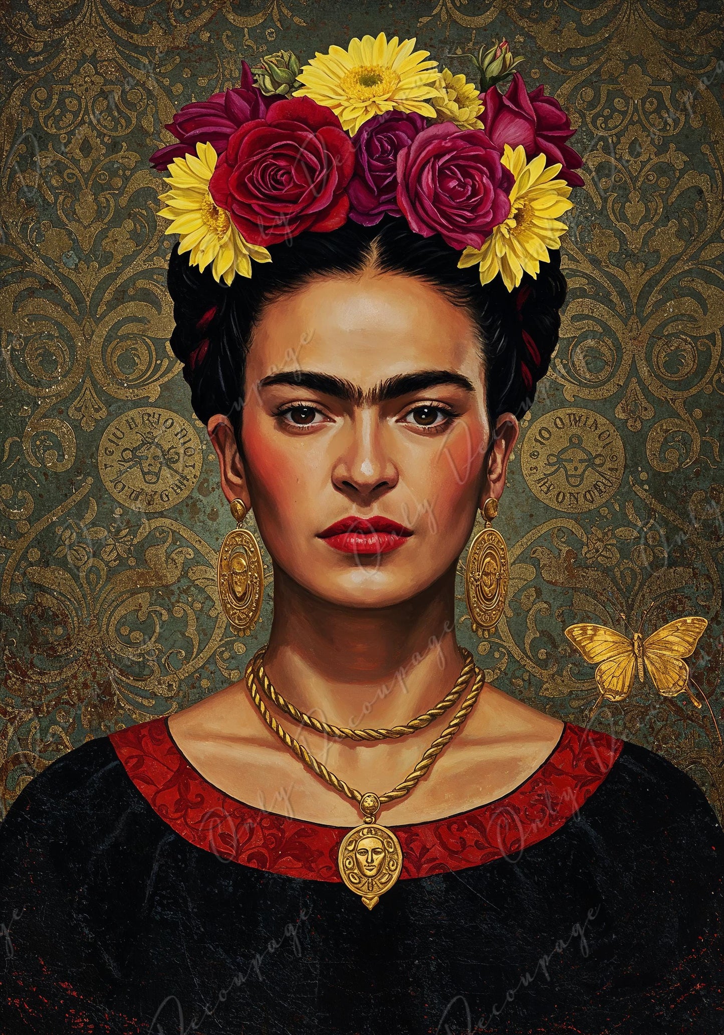 Frida Series - Decoupage Paper - 7 Size Options - Rice Paper Decoupage