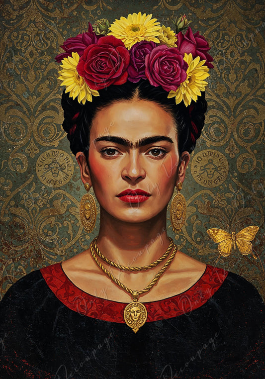 Frida Series - Decoupage Paper - 7 Size Options - Rice Paper Decoupage