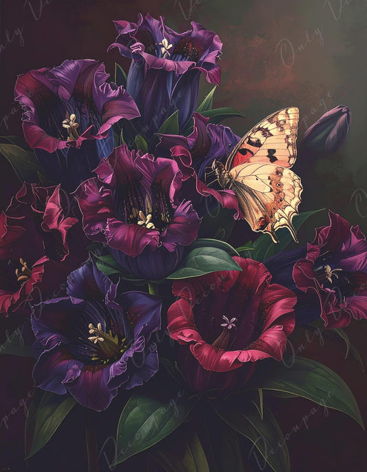 NEW! Chiaroscuro - Large Decoupage Paper for Furniture - 7 Size Options - Velvety Purples