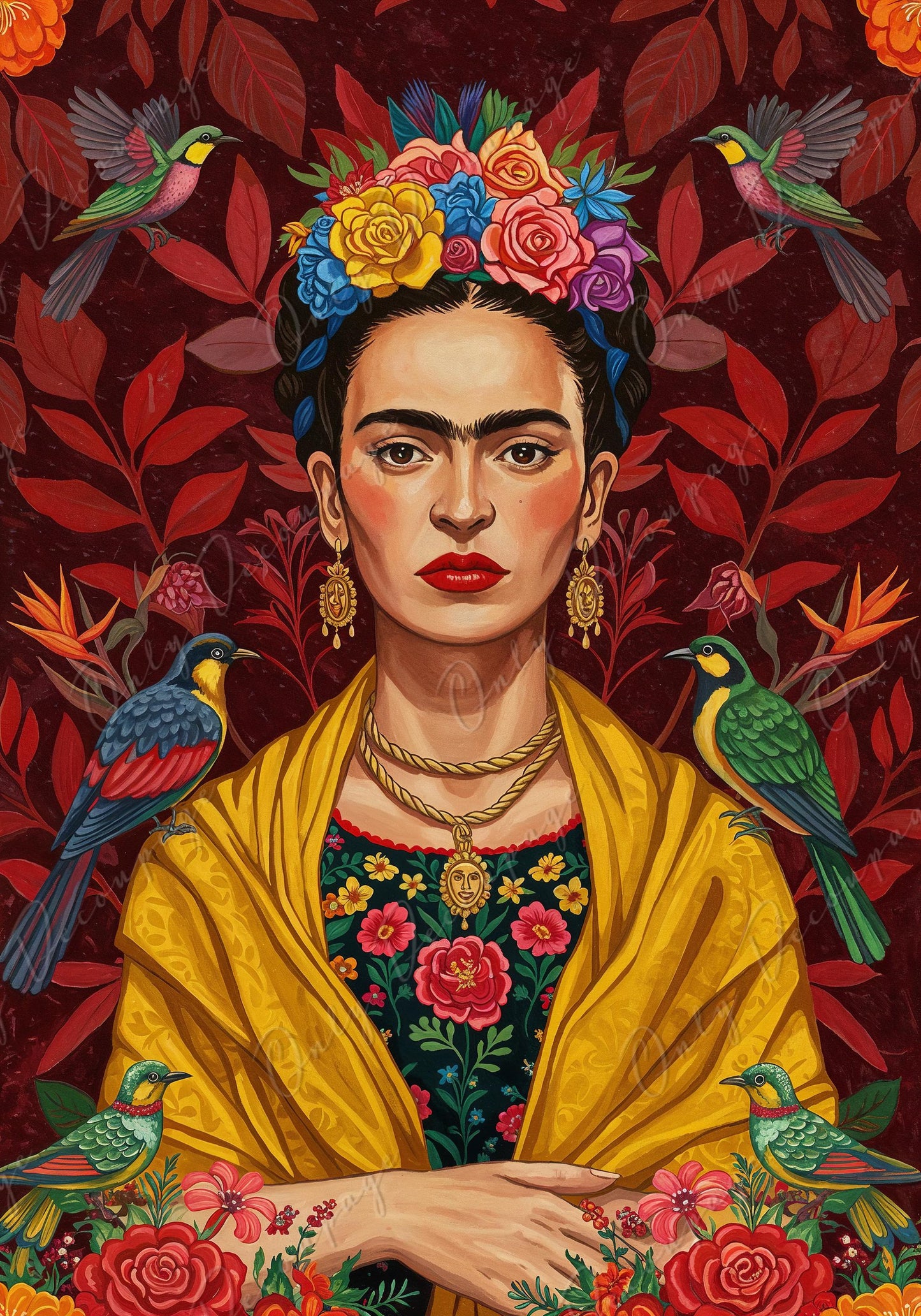 Large Decoupage Paper for Furniture - Floral Frida Series - 7 Size Options - Birds