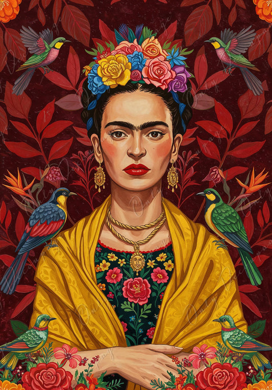 Large Decoupage Paper for Furniture - Floral Frida Series - 7 Size Options - Birds