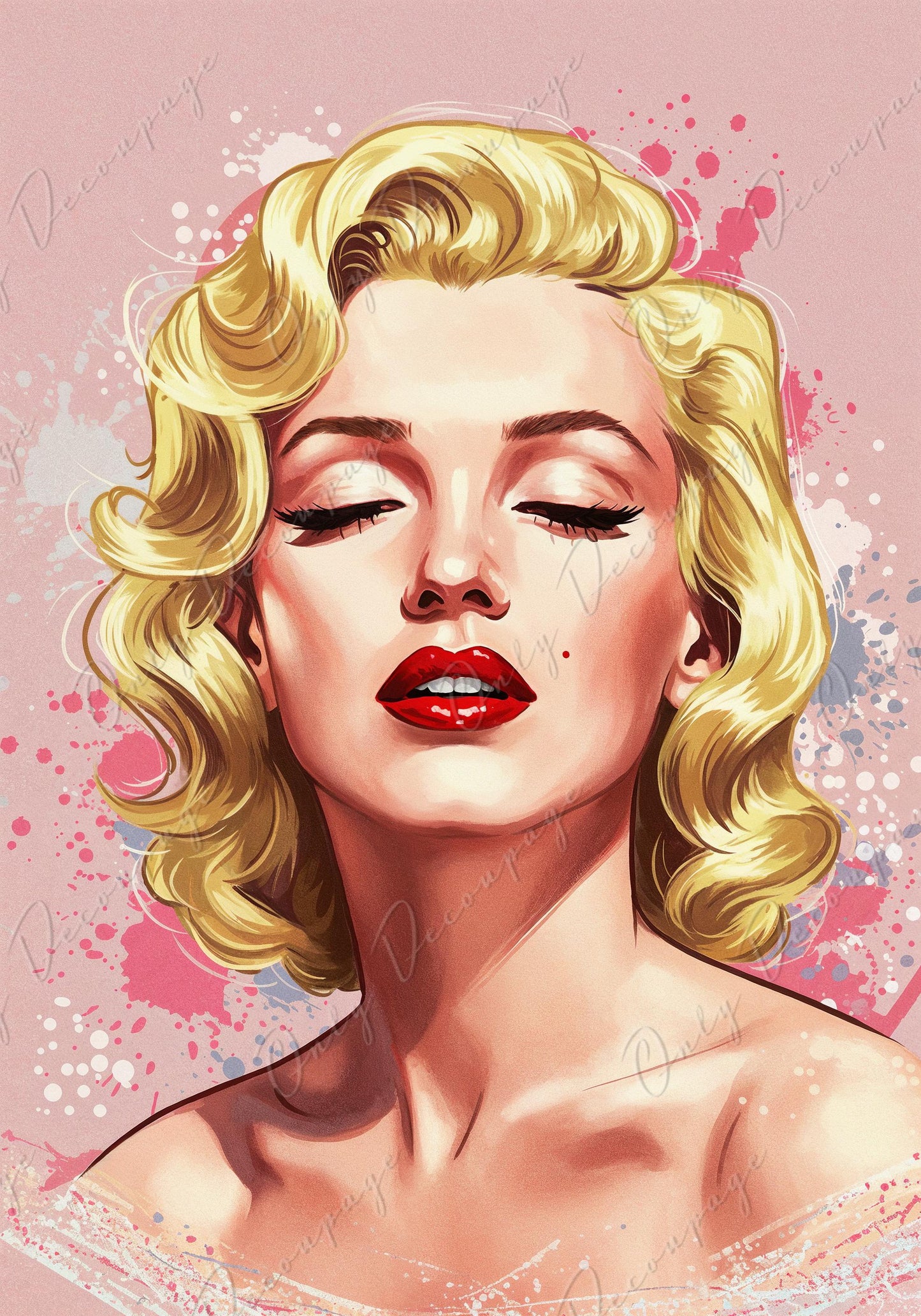 Large Decoupage Paper for Furniture - Marilyn Series - 7 Size Options - Blondie