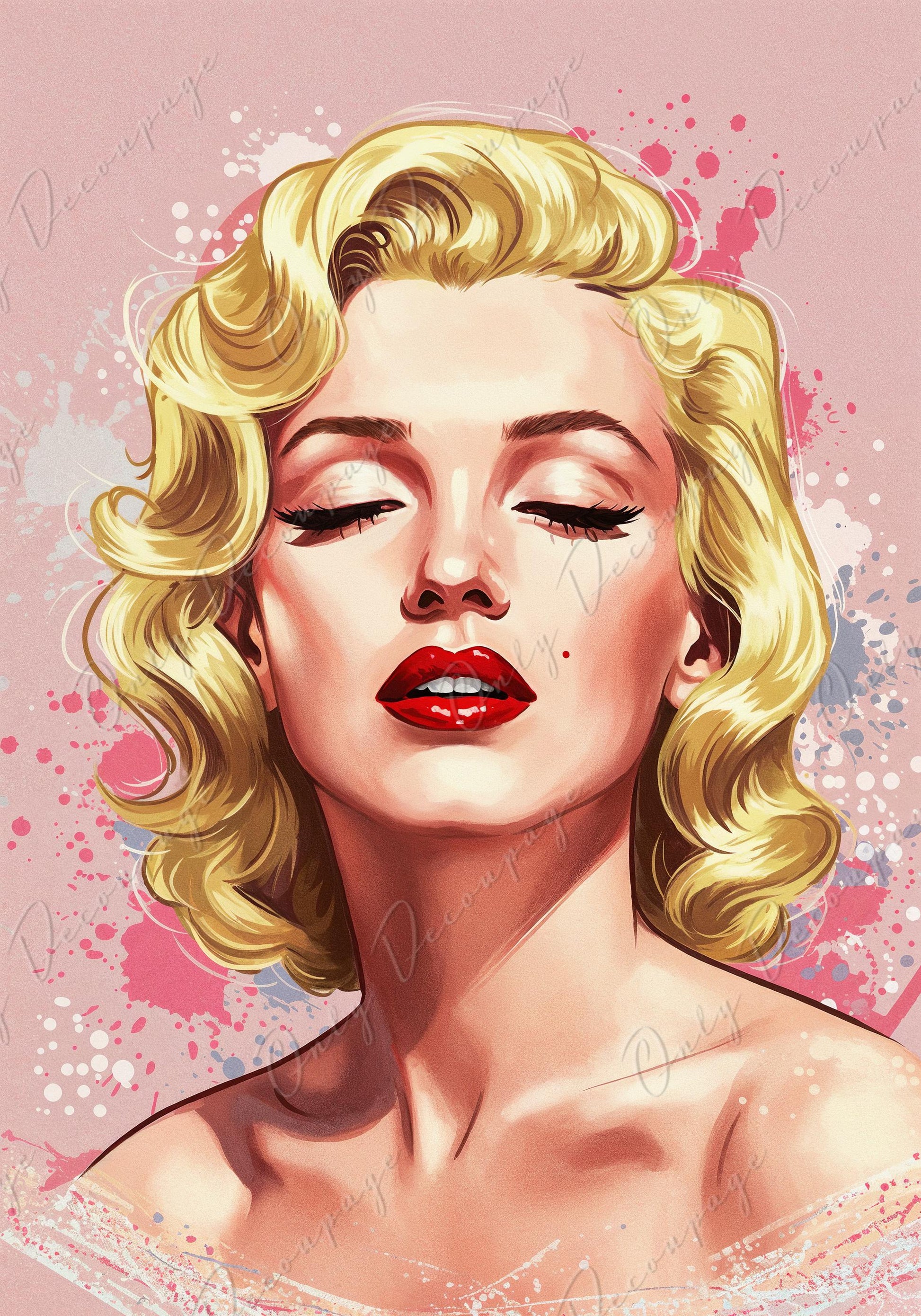 Large Decoupage Paper for Furniture - Marilyn Series - 7 Size Options - Blondie