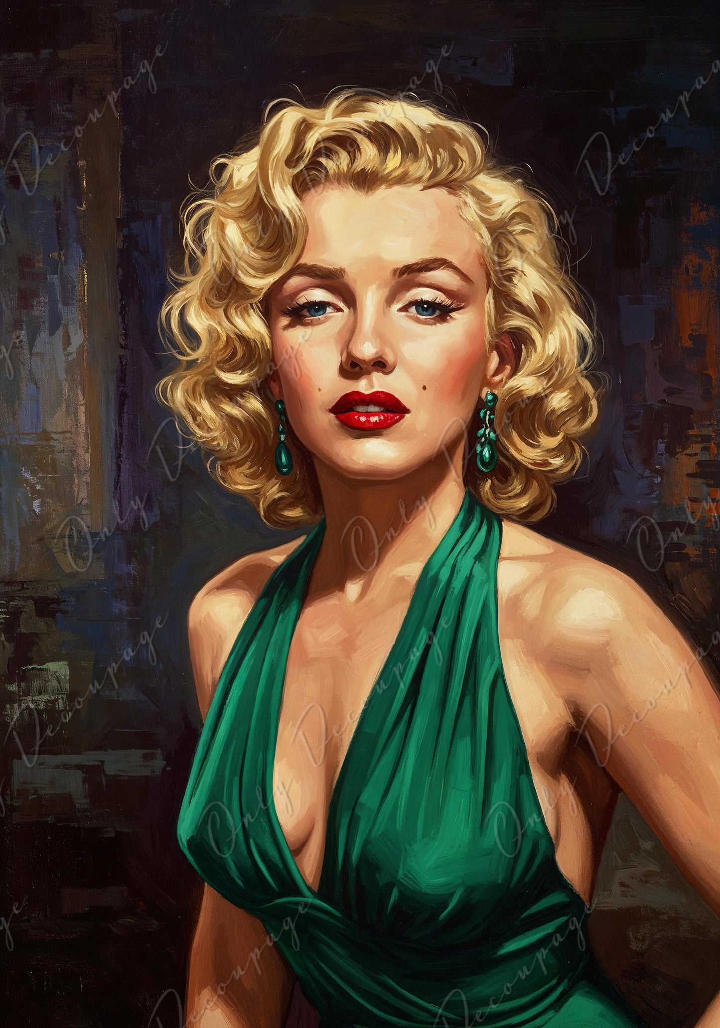 Large Decoupage Paper - 7 Size Options - Marilyn Series - Rice Paper for Furniture - Green Dress