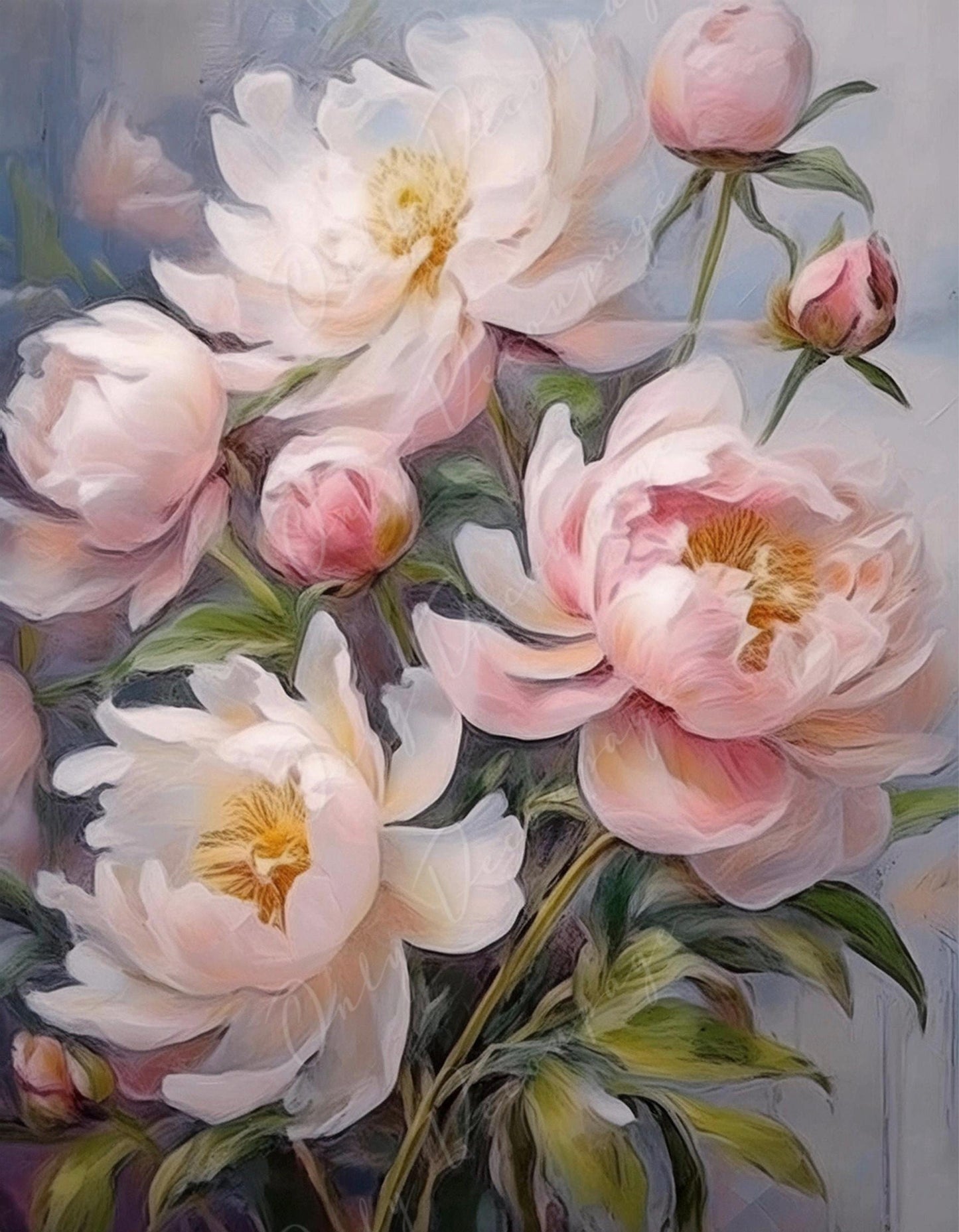 Peonies - Large Decoupage Paper - Rice Paper Decoupage for Furniture - Butterfly - Floral Decoupage