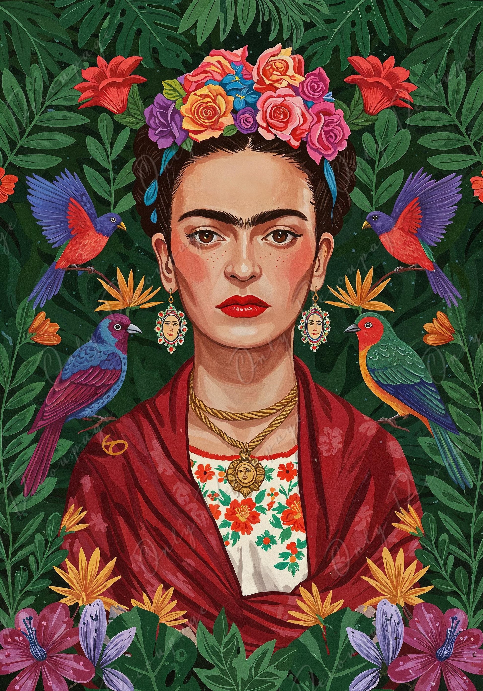 Large Decoupage Paper for Furniture - Floral Frida Series - 7 Size Options - Birds