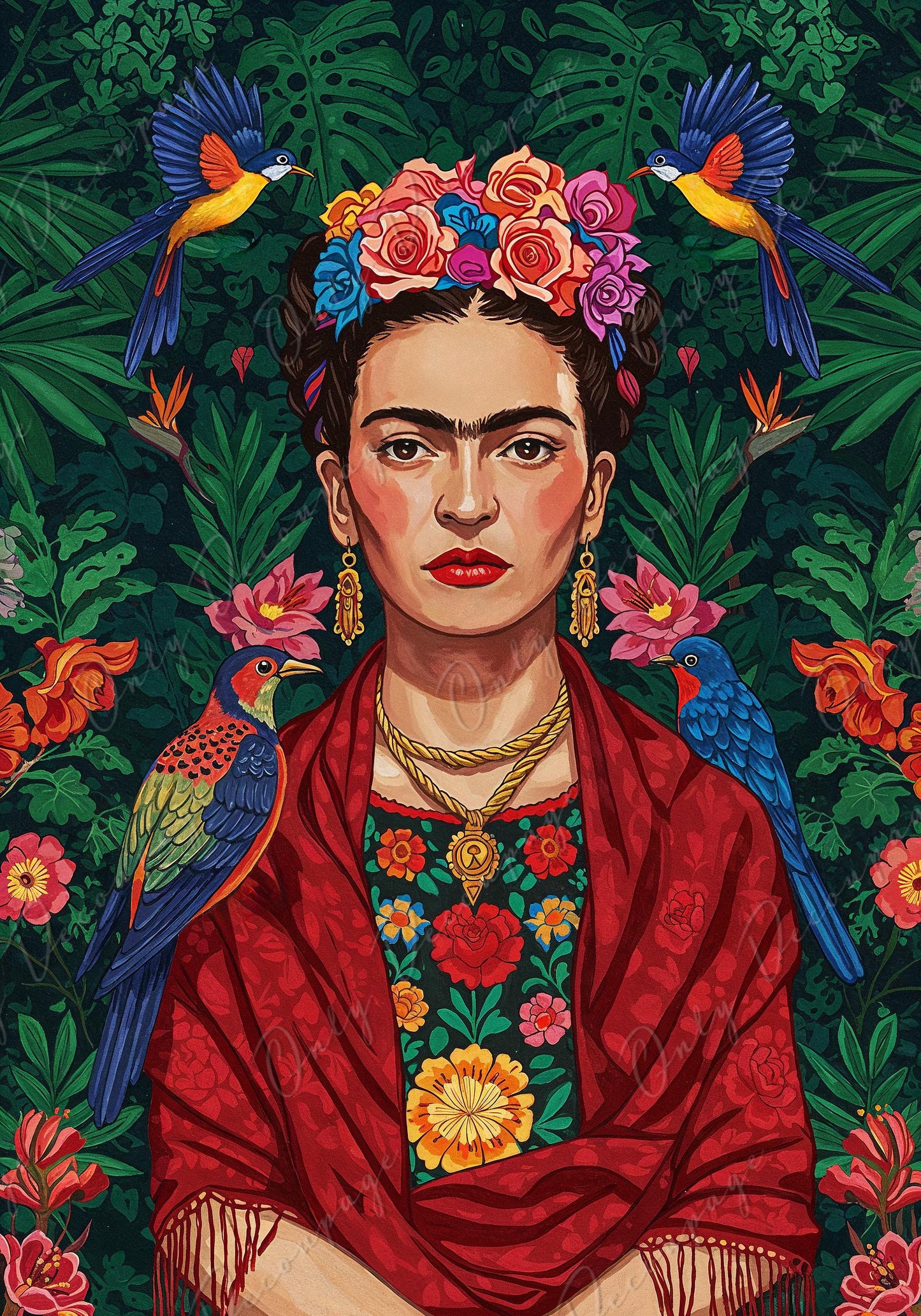 Large Decoupage Paper for Furniture - Floral Frida Series - 7 Size Options - Birds