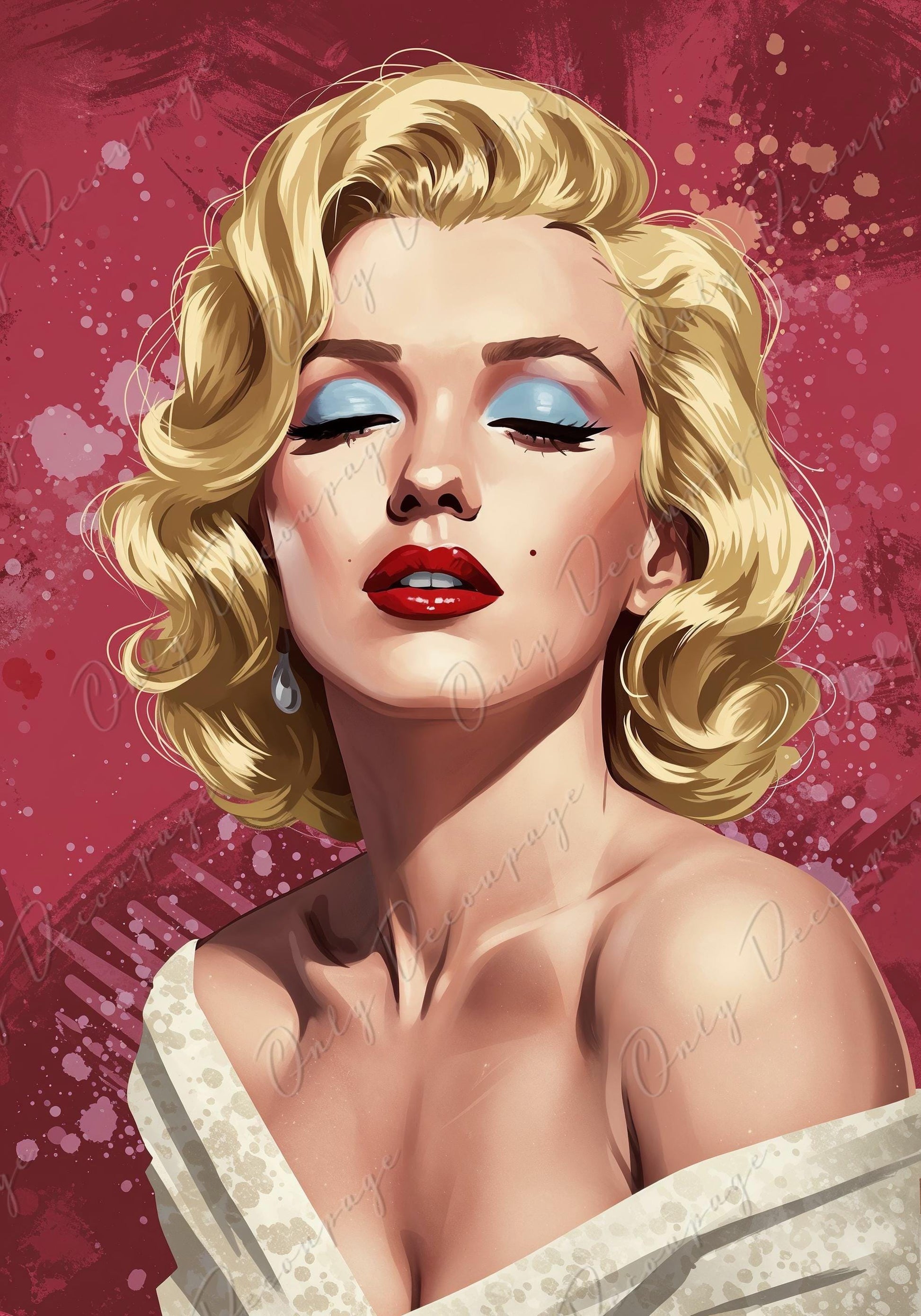 Marilyn Series - Large Decoupage Paper for Furniture - 7 Size Options - Rice Paper - Red