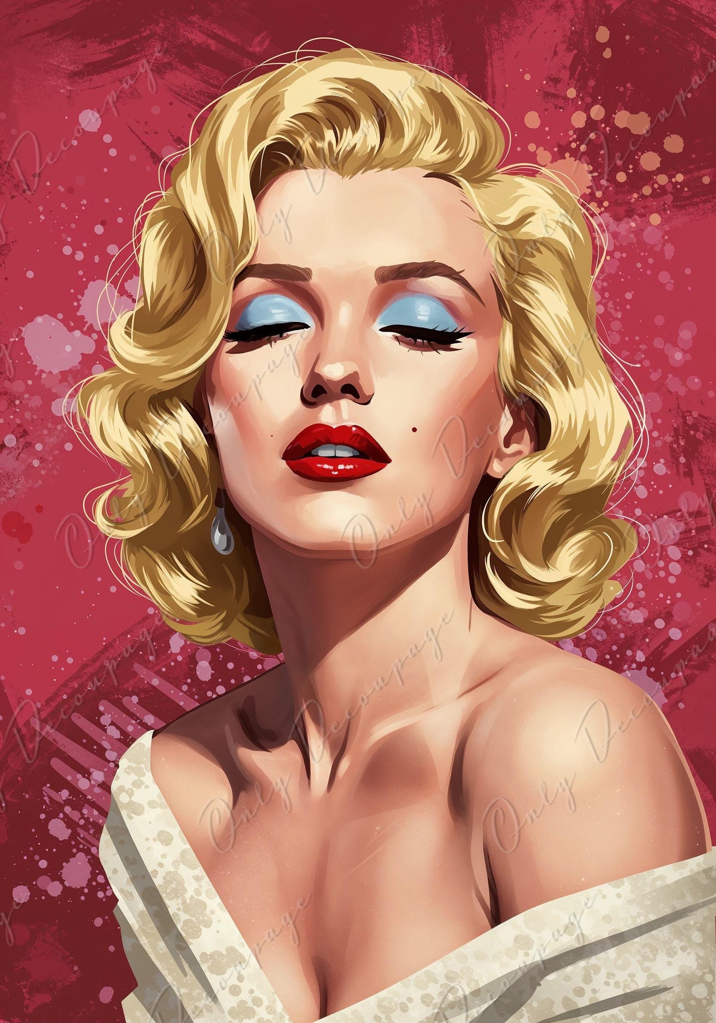 Marilyn Series - Large Decoupage Paper for Furniture - 7 Size Options - Rice Paper - Red