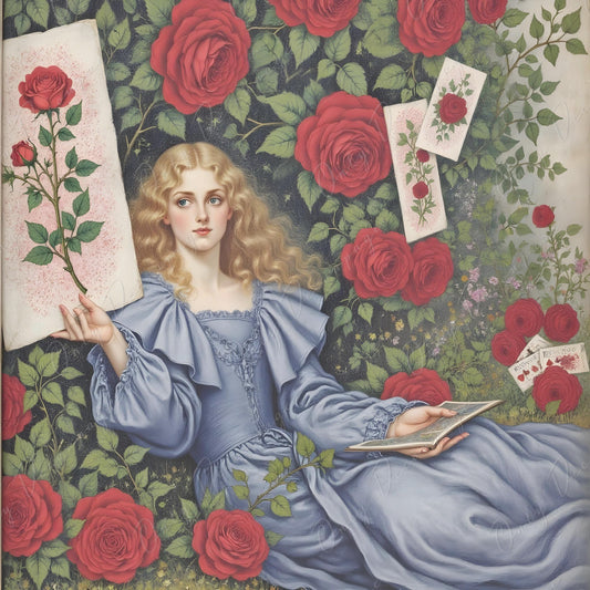 Large Decoupage Paper for Furniture - 6 Size Options - Fairytale Alice - Roses