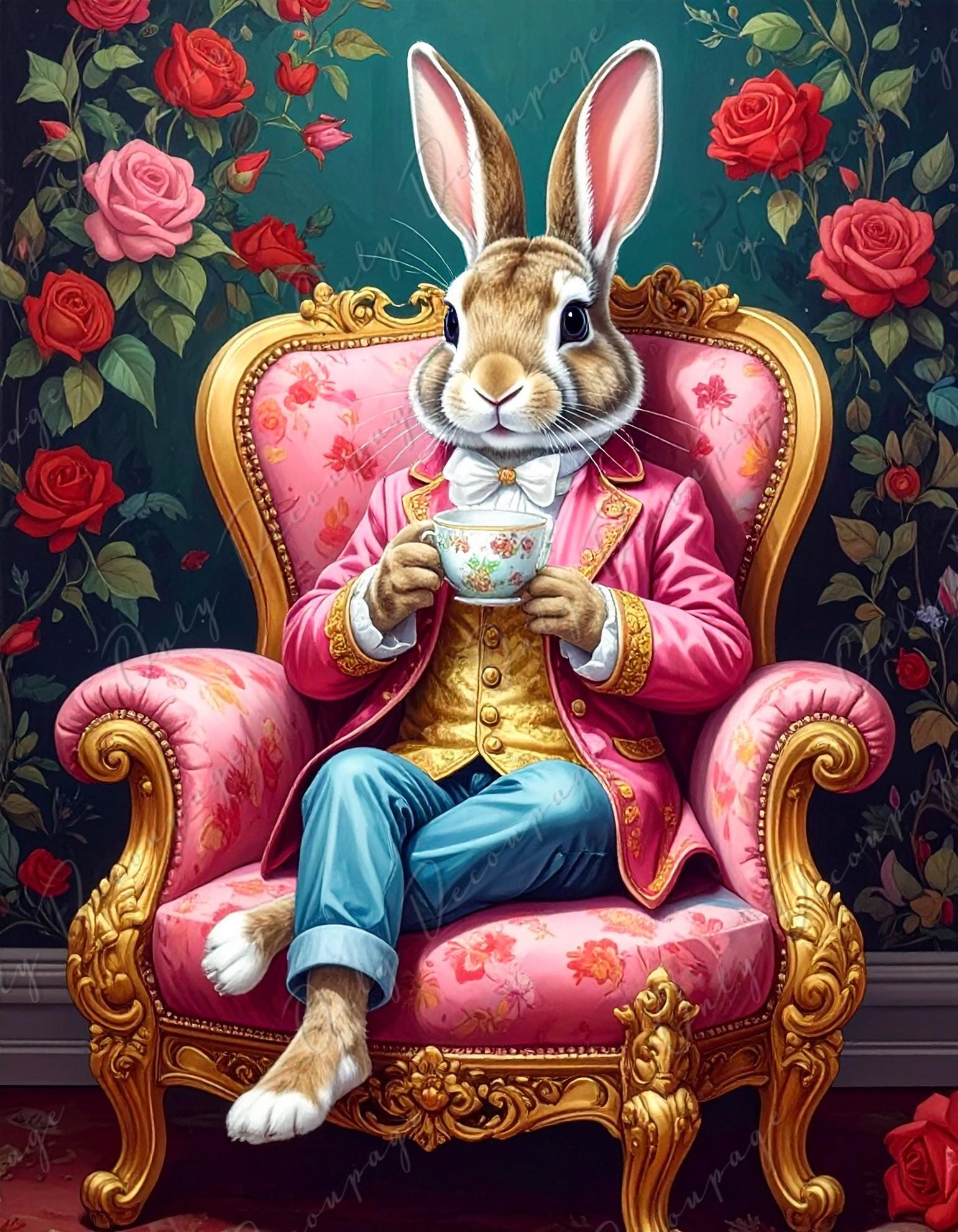Fairytale Alice - Furniture Decoupage Paper - 7 Size Options - Pinky Bunny