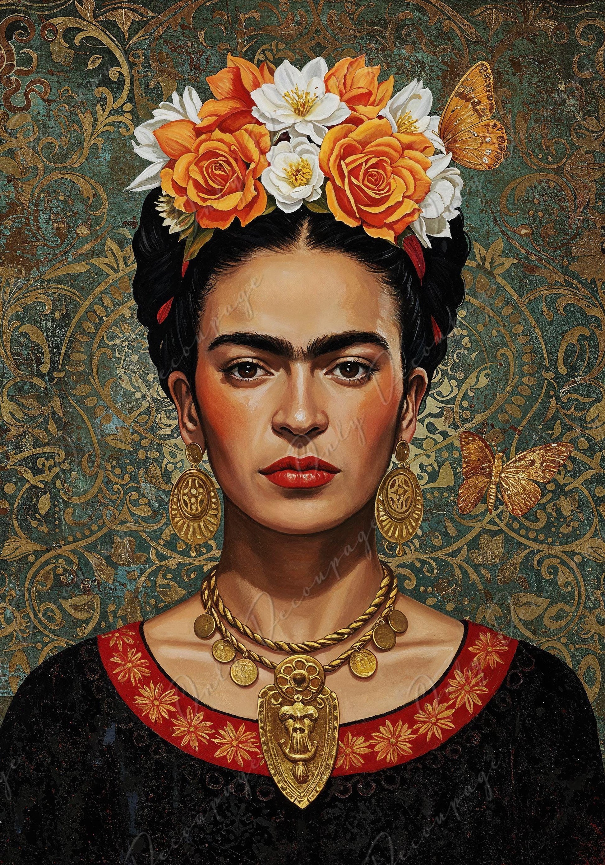 Frida Series - Decoupage Paper - 7 Size Options - Rice Paper Decoupage