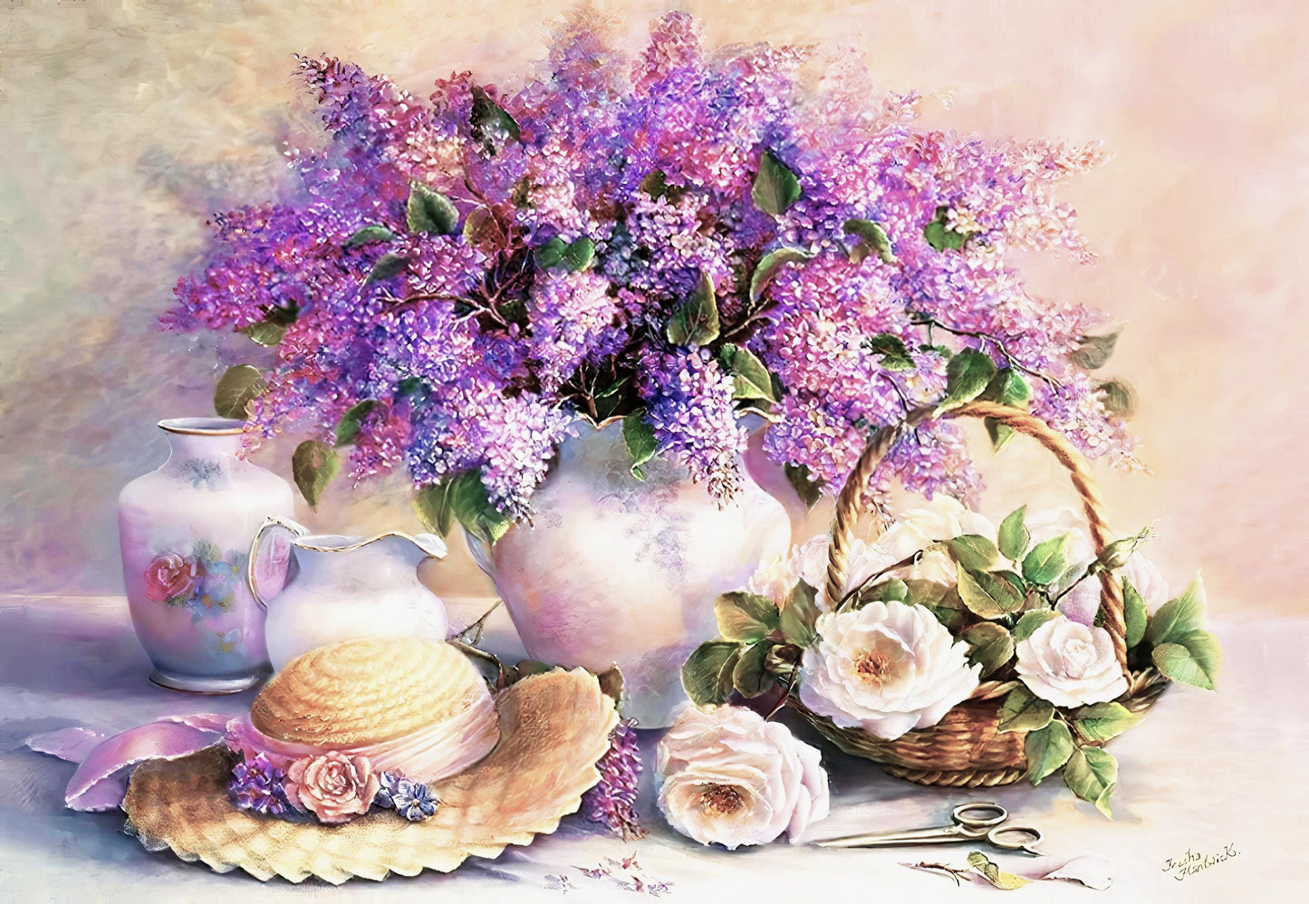 Purple Hyacinth Floral - Decorative Decoupage Paper - for Furniture - Large Size Options [ Purple Green White ]