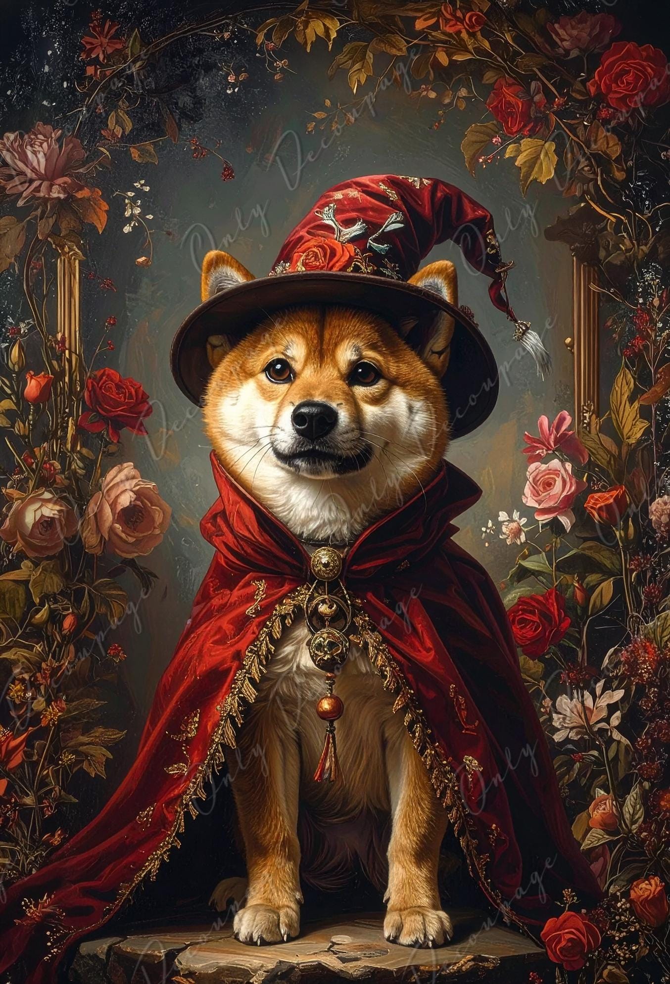 Large Whimsical Decoupage Paper - 6 Size Options - Wizard Doge Rice Paper - Furniture Makeover