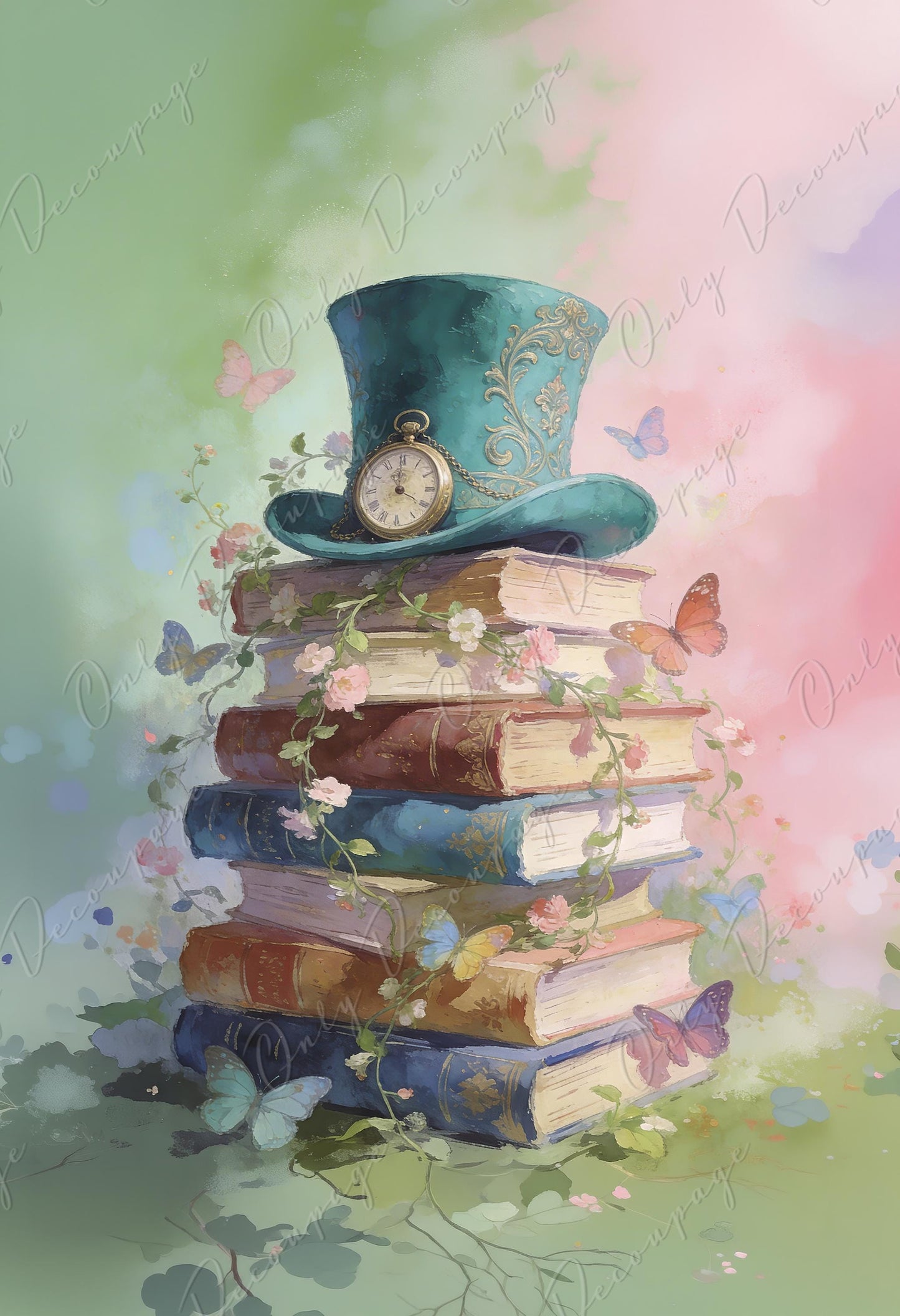 Large Whimsical Decoupage Paper - 7 Size Options - Fairytale Alice Rice Paper
