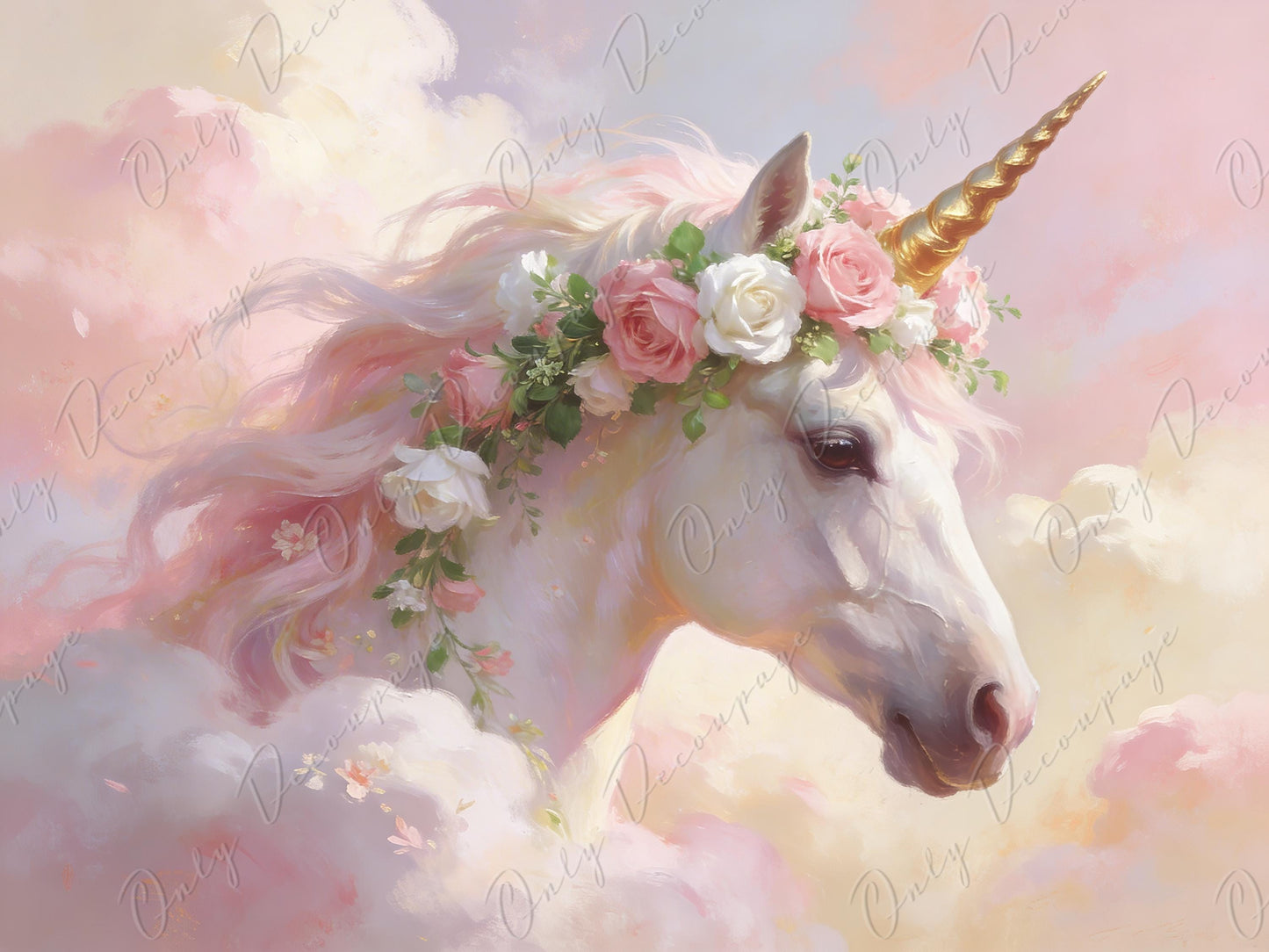 Furniture Decoupage Paper - 7 Size Options - Whimsical Rice Paper - Unicorn - Dresser Upcycling