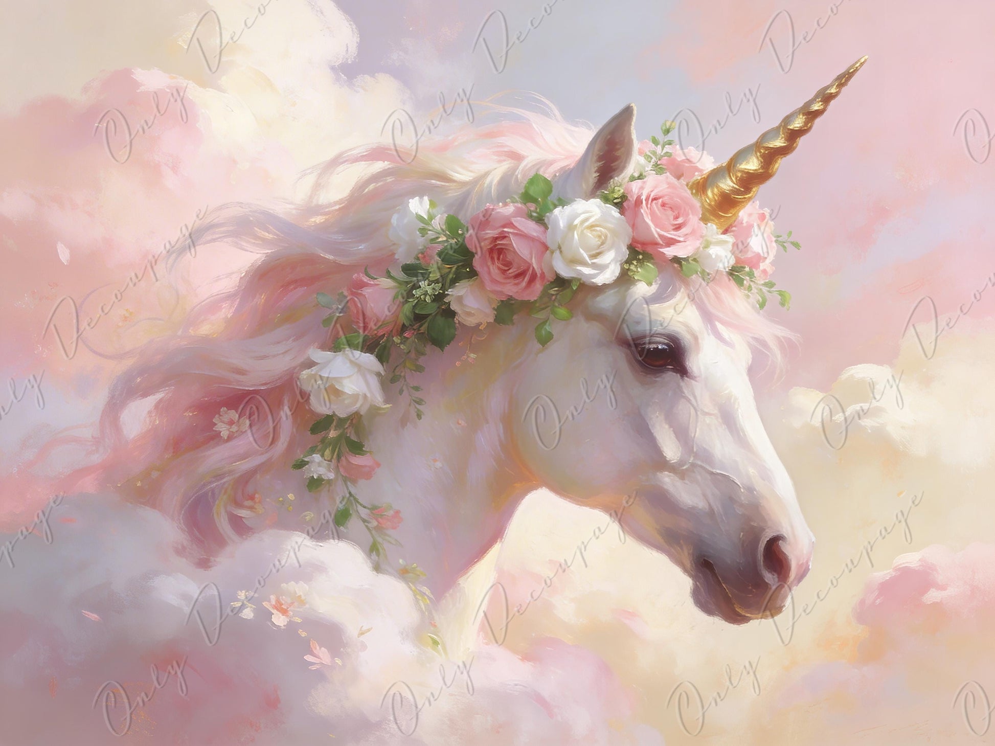 Furniture Decoupage Paper - 7 Size Options - Whimsical Rice Paper - Unicorn - Dresser Upcycling