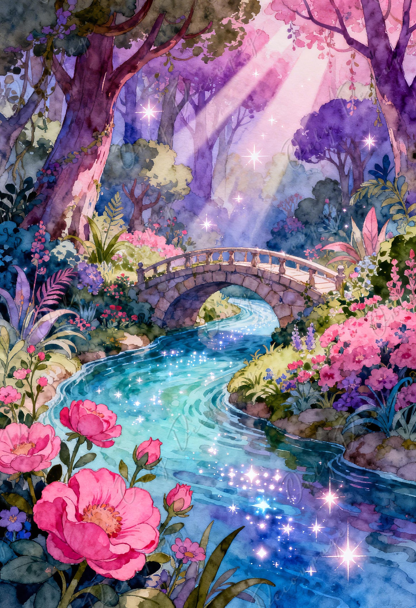 Alice in Wonderland Decoupage Paper — 8 Size Options — Magical River Rice Paper for Furniture