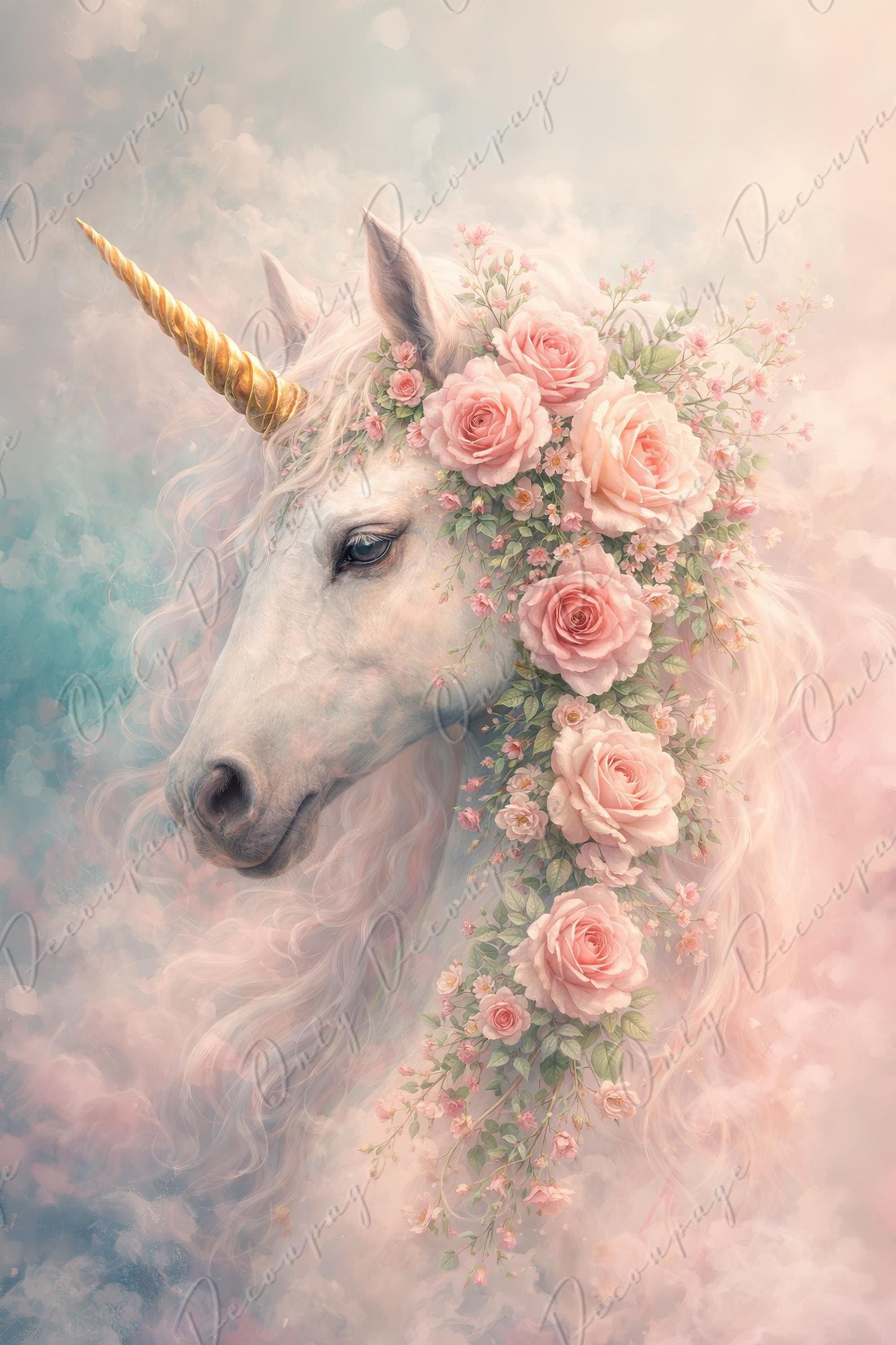 Furniture Decoupage Paper - 8 Size Options - Unicorn Rice Paper - Dresser Upcycling