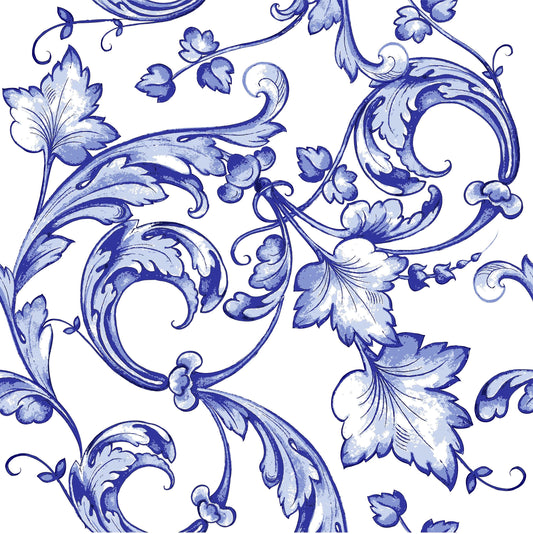 Blue Floral Illustrations Decoupage Paper for Furniture and Crafts - Large Rice Paper - Vintage Flowers