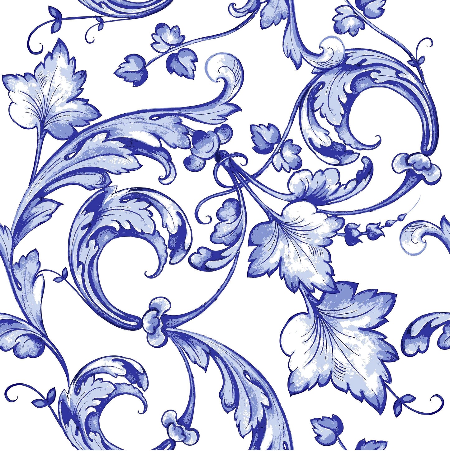 Blue Floral Illustrations Decoupage Paper for Furniture and Crafts - Large Rice Paper - Vintage Flowers