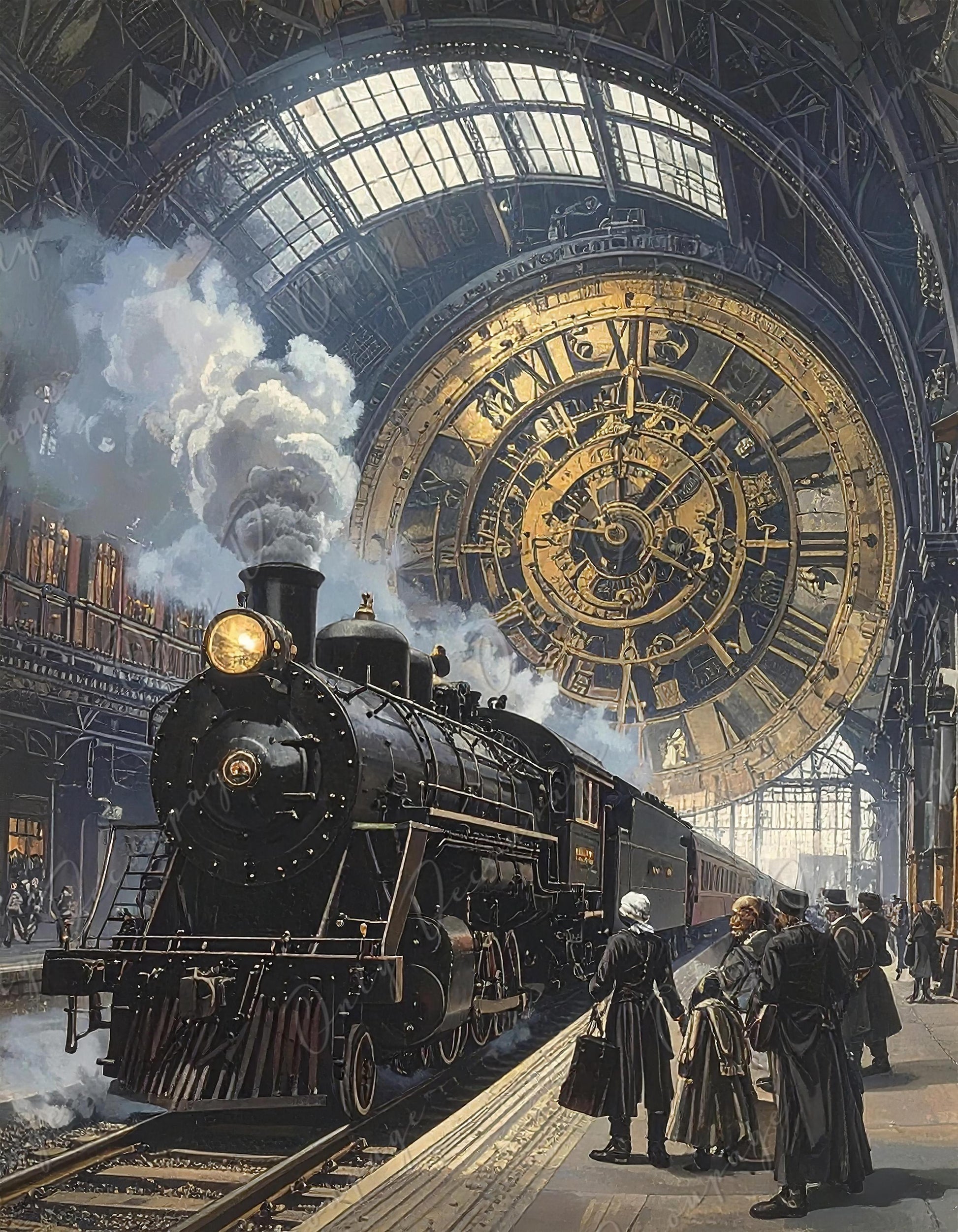 Large Decoupage Paper - 8 Size Options - Nostalgic Train Station Furniture Craft Paper