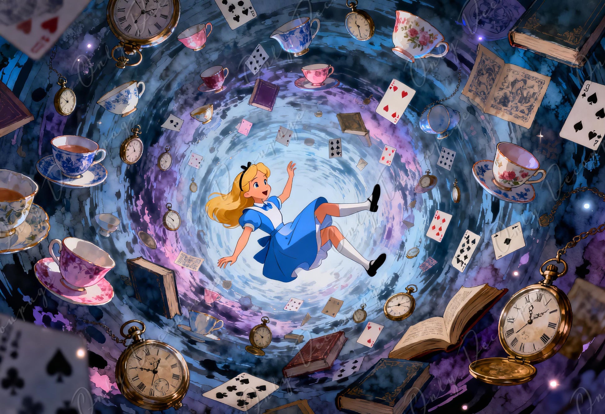 Fairytale Alice Decoupage Paper — 8 Size Options — Rabbit Hole Rice Paper for Furniture