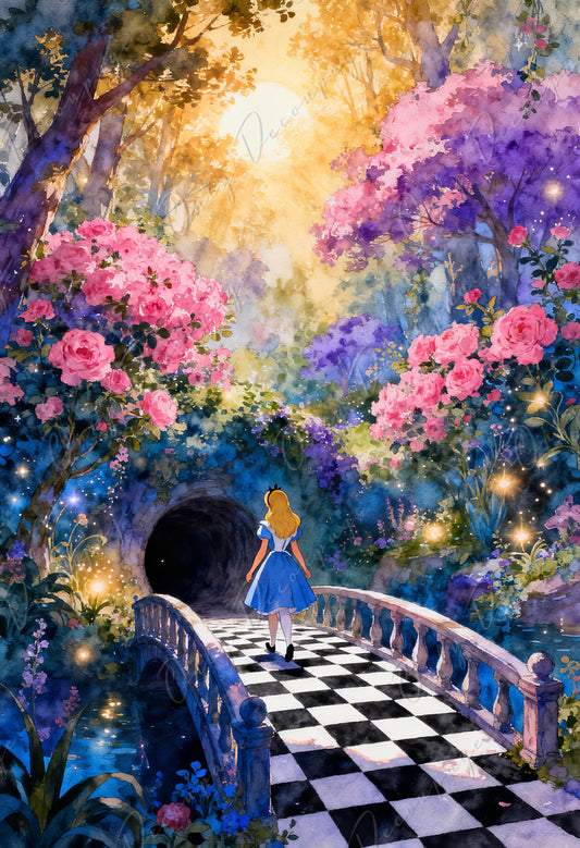 Fairytale Alice Decoupage Paper — 8 Size Options — Rabbit Hole Rice Paper for Furniture