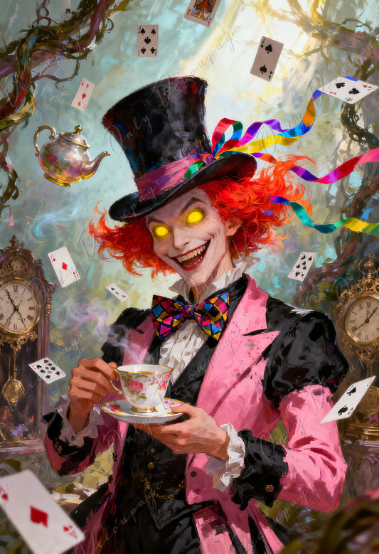 Dark Mad Hatter Furniture Decoupage Paper — 8 Size Options — Gothic Wonderland Rice Paper
